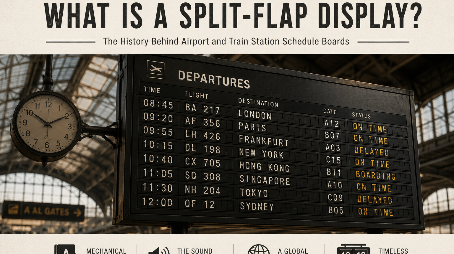 What Is a Split-Flap Display? The History Behind Airport and Train Station Schedule Boards