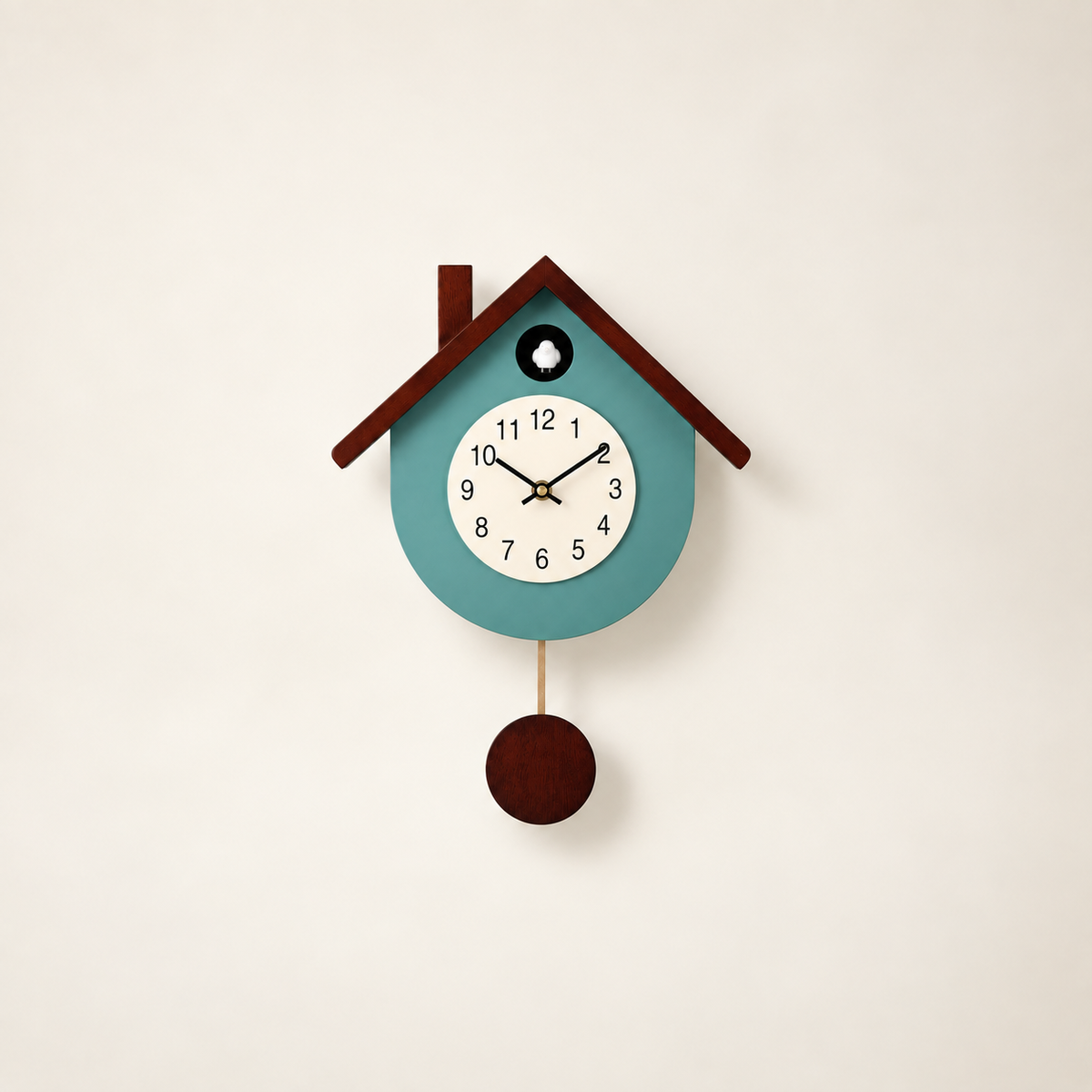 Green Cuckoo-Style Pendulum Wall Clock Time Will Flip