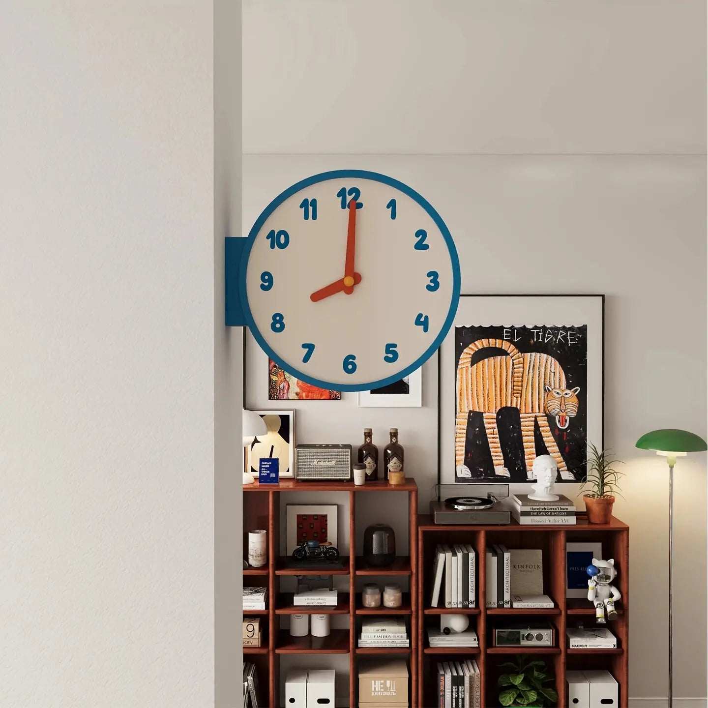 Minimalist Double-Sided Corner Wall Clock Time Will Flip