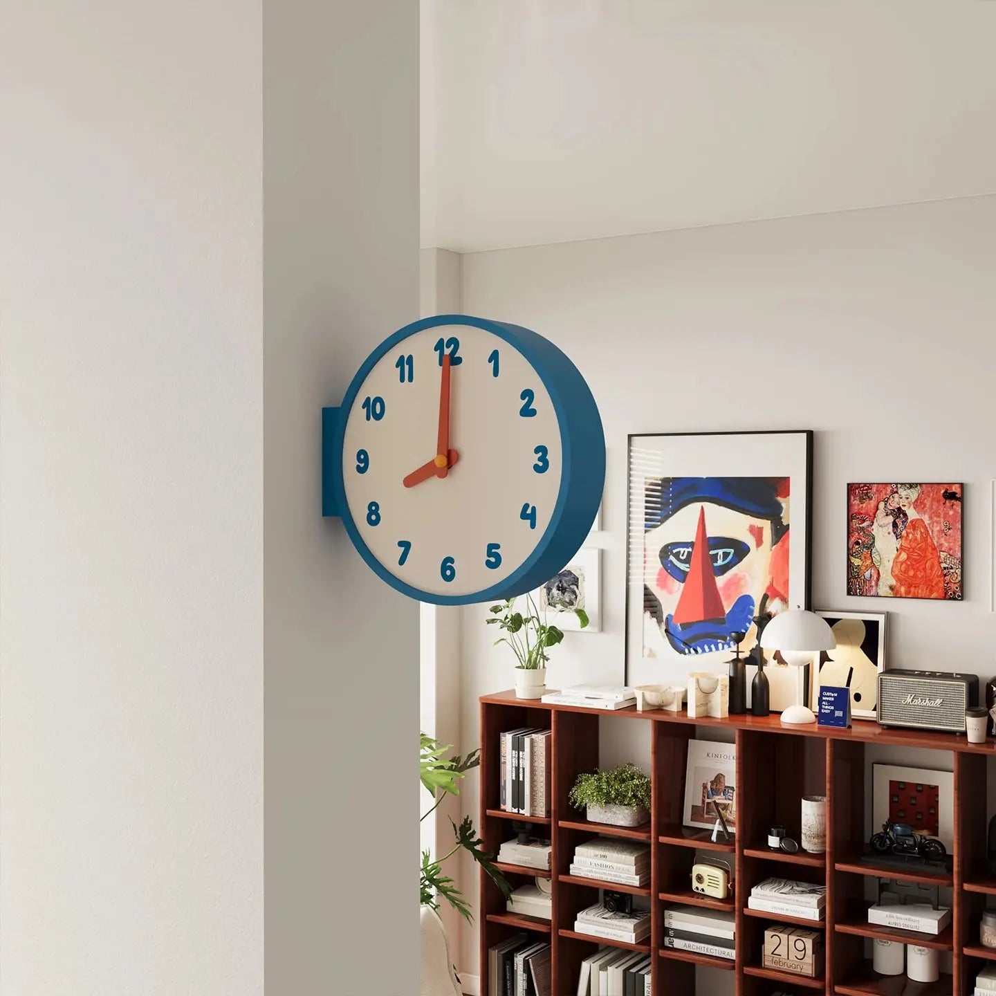 Minimalist Double-Sided Corner Wall Clock Time Will Flip