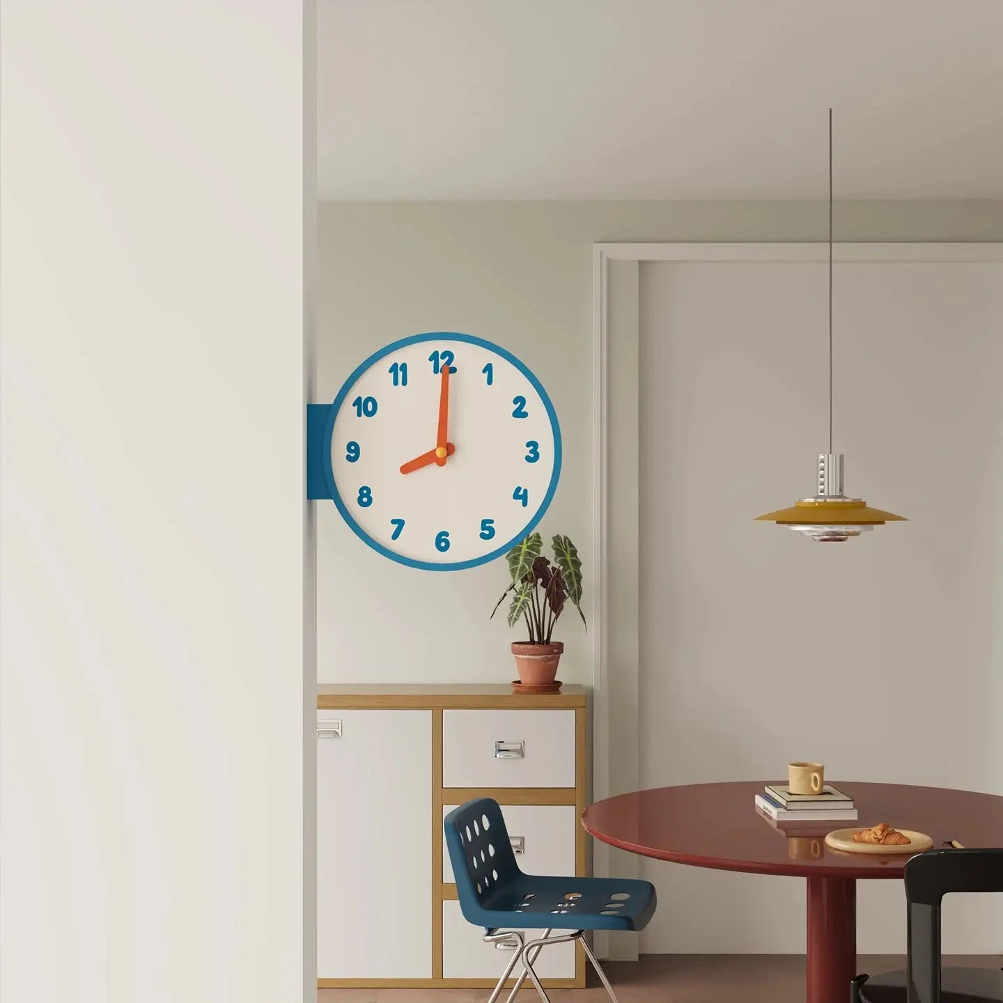 Minimalist Double-Sided Corner Wall Clock Time Will Flip