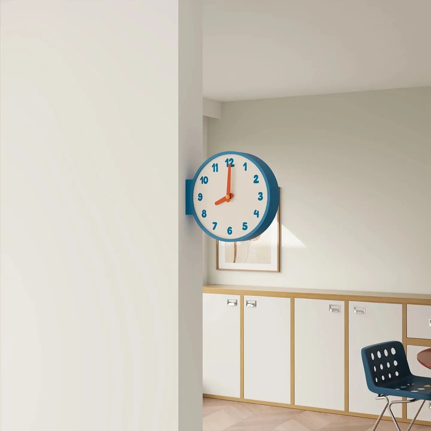 Minimalist Double-Sided Corner Wall Clock Time Will Flip