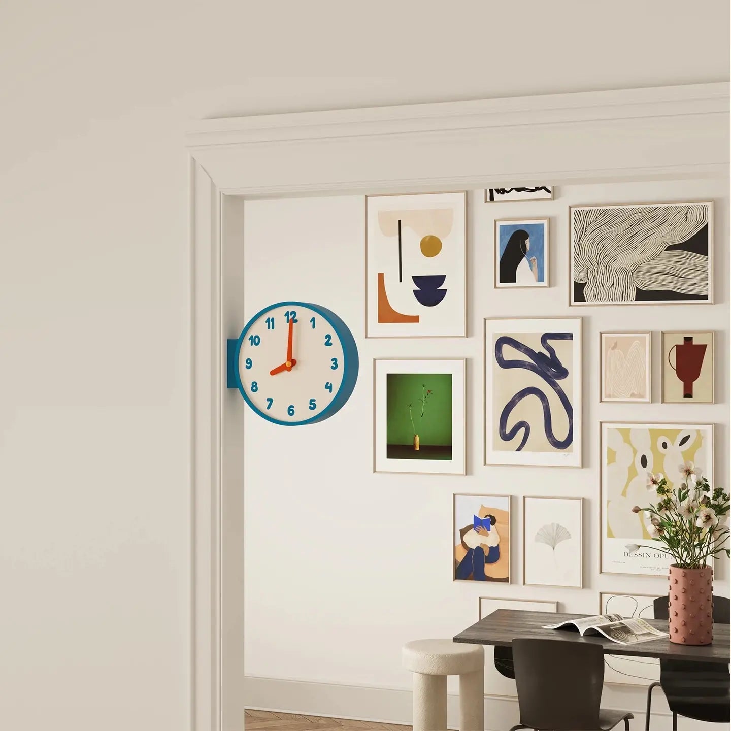 Minimalist Double-Sided Corner Wall Clock Time Will Flip