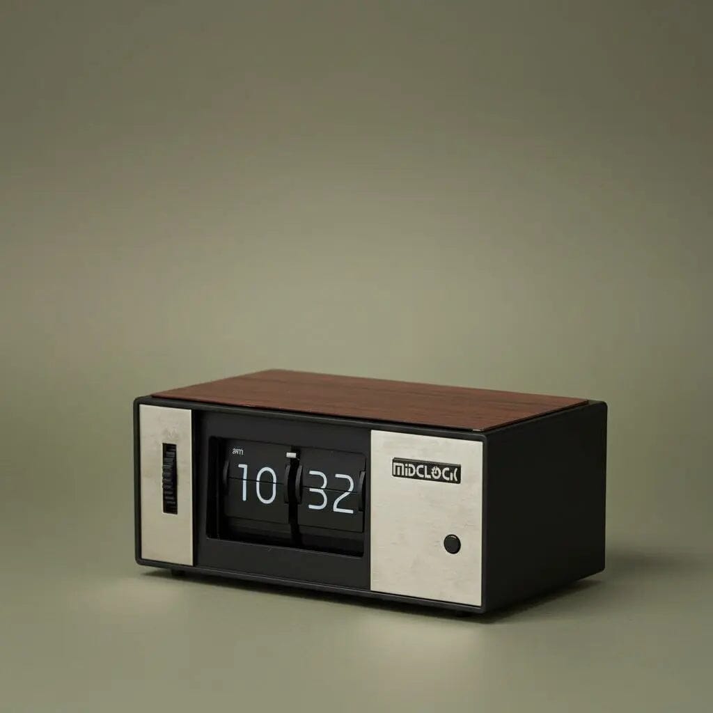 MIDCLOCK Radio-Style Rectangular Flip Clock with Light Button Table Clock Midclock