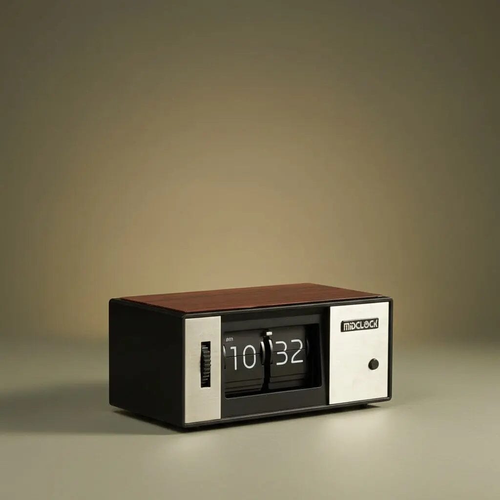 MIDCLOCK Radio-Style Rectangular Flip Clock with Light Button Table Clock Midclock