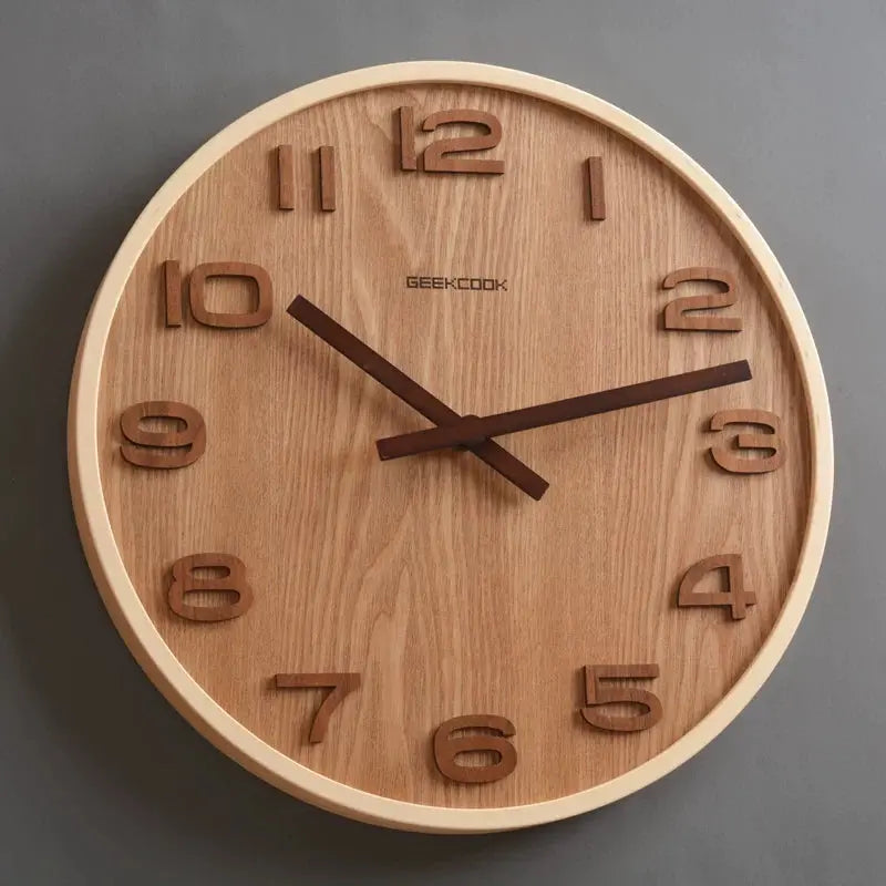 Wabi-Sabi Wooden Wall Clock – Number Dial Time Will Flip