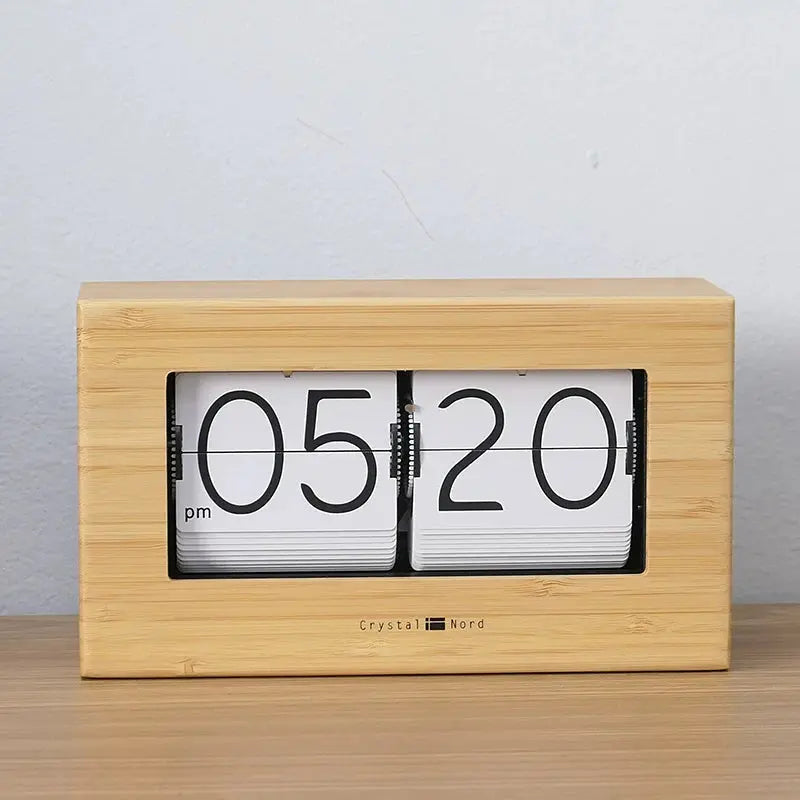 Crystal Nord Bamboo Flip Clock Time Will Flip