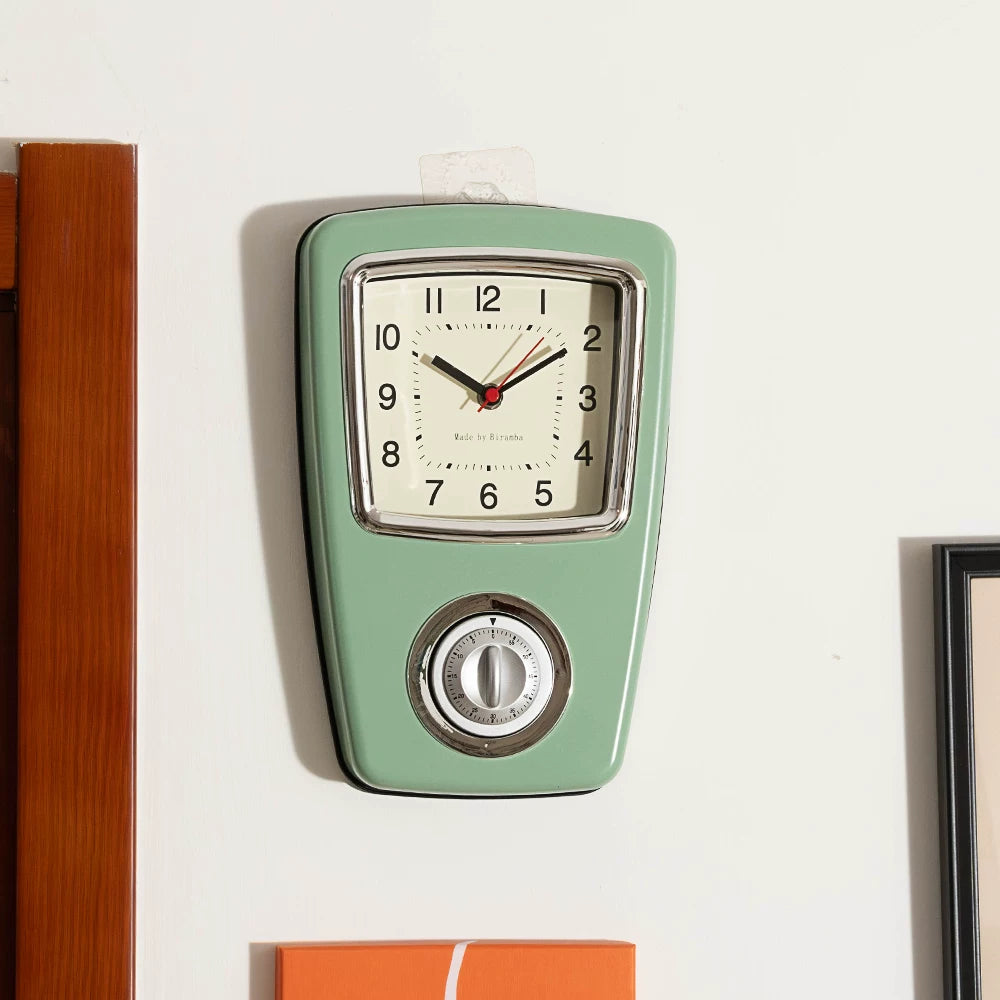 Japanese-Style Biramba Silent Iron Shell Clock Time Will Flip