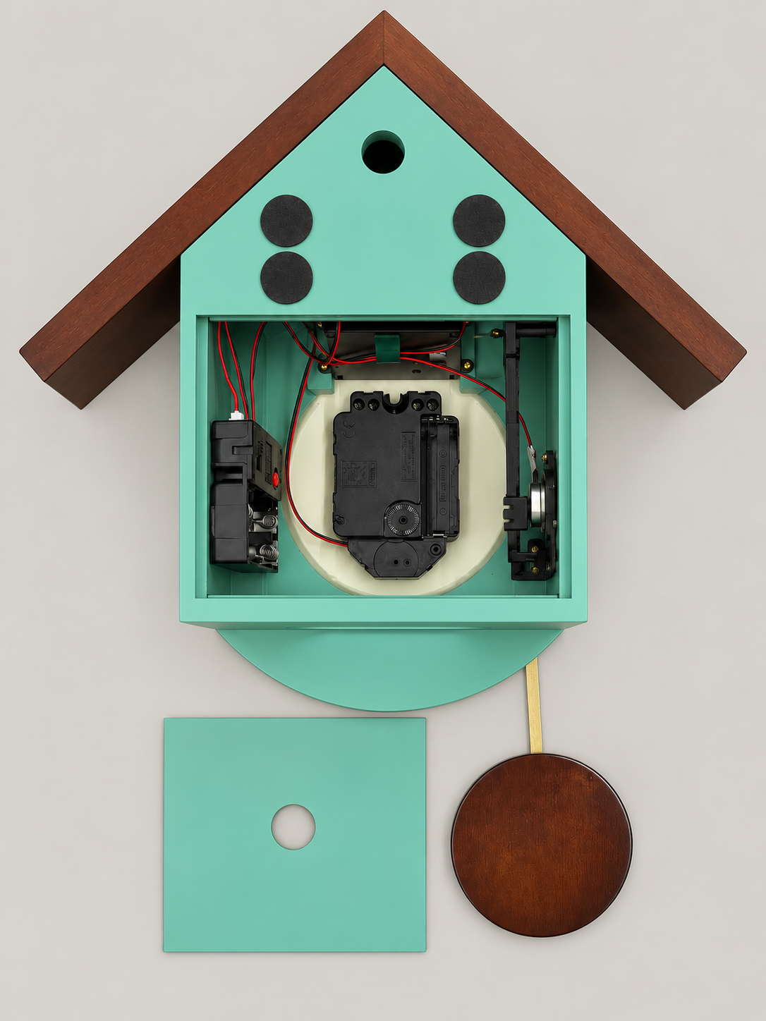 Green Cuckoo-Style Pendulum Wall Clock Time Will Flip