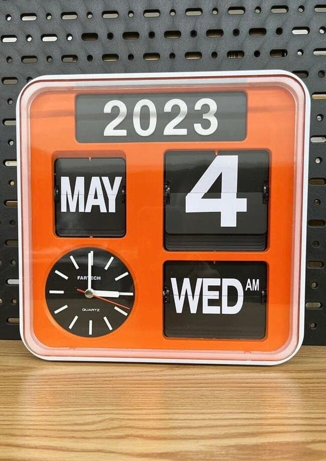 Small Fartech Wall clock AD-650 Wall Clock Fartech Orange dial / White case English