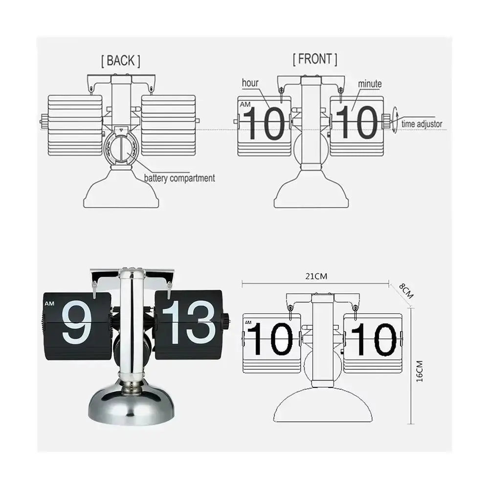 Retro Automatic Flip Clock with Quartz Movement Time Will Flip