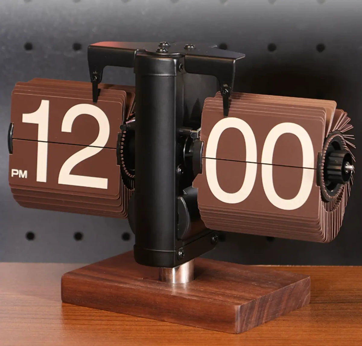 Brown Flip Mechanical Clock Time Will Flip