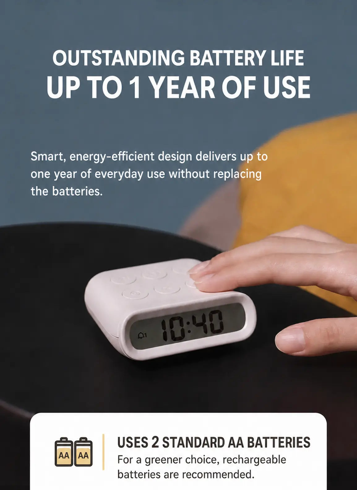Pebble Dual Alarm Clock & Timer Time Will Flip