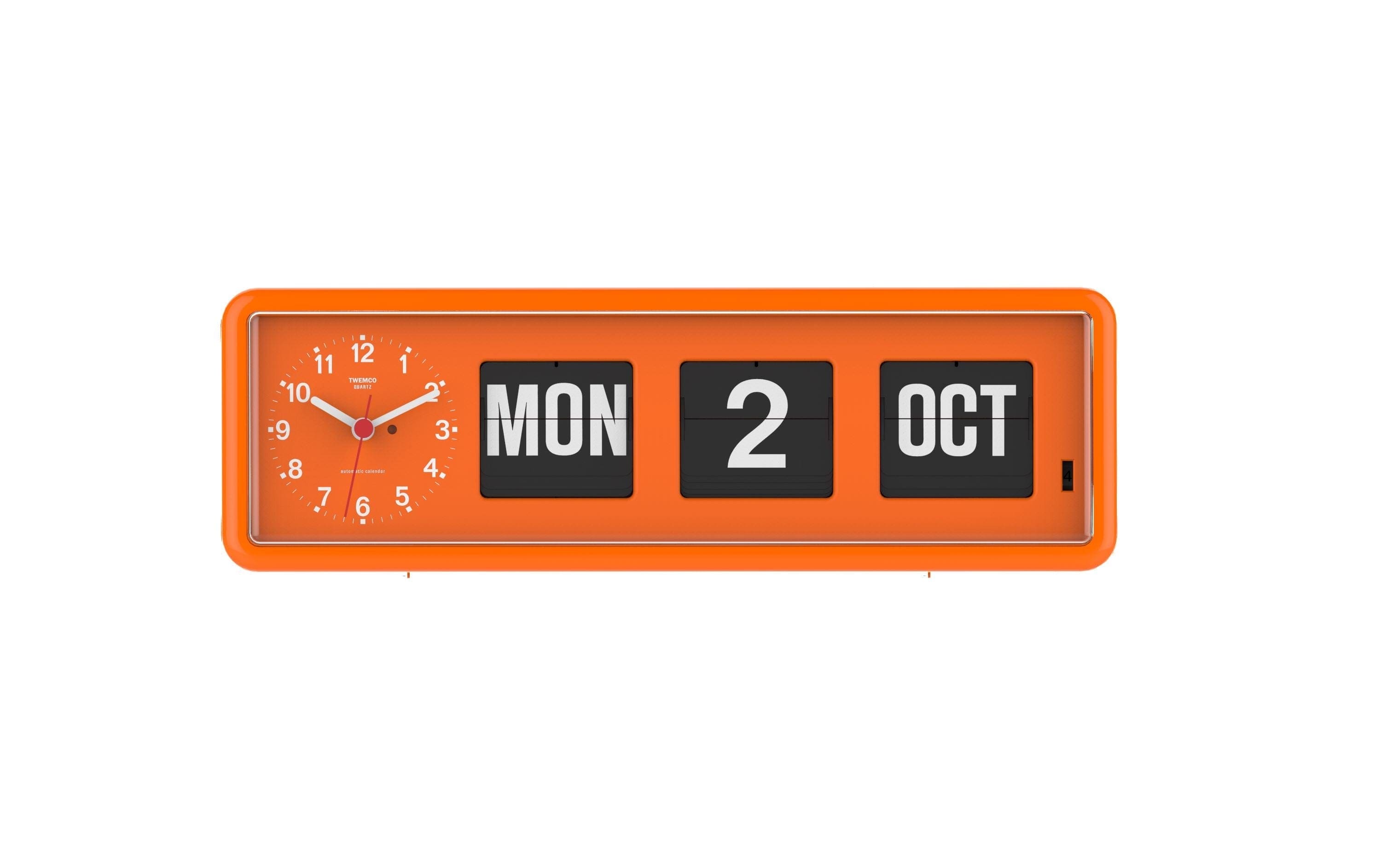 TWEMCO Calendar Flip Clock BQ-38 Orange English Perpetual Table Clock TWEMCO