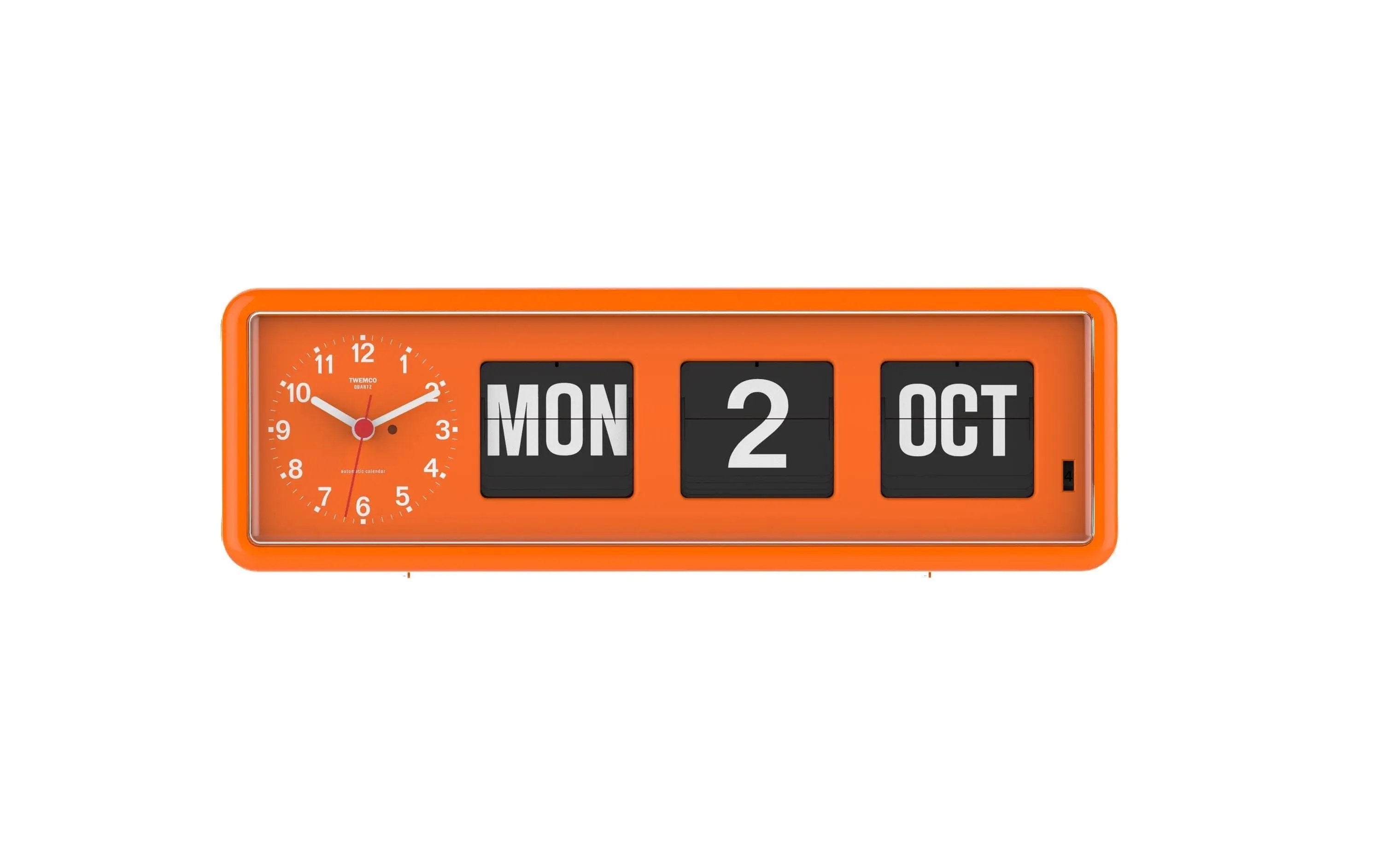 TWEMCO Calendar Flip Clock BQ-38 Orange English Perpetual Table Clock TWEMCO