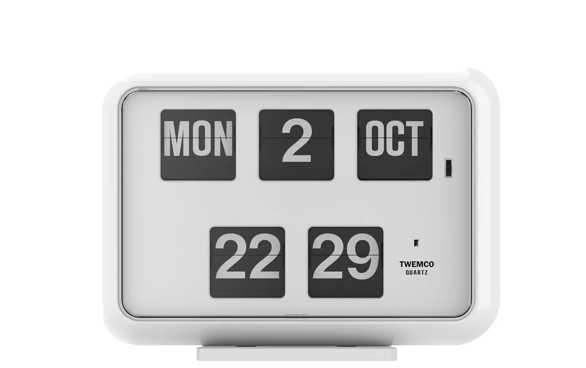 TWEMCO Calendar Flip Clock QD-35 White AM/PM English Wall Clock TWEMCO White English AM/PM