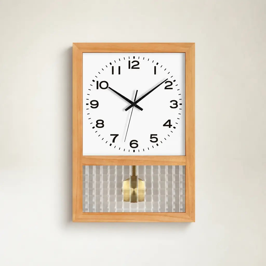 Japanese Retro Solid Wood Wall Clock Time Will Flip