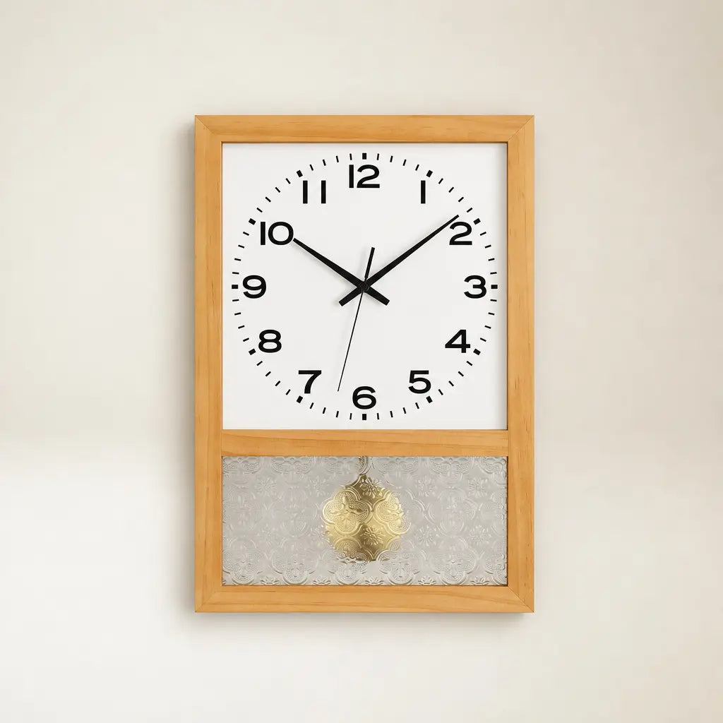 Japanese Retro Solid Wood Wall Clock Time Will Flip