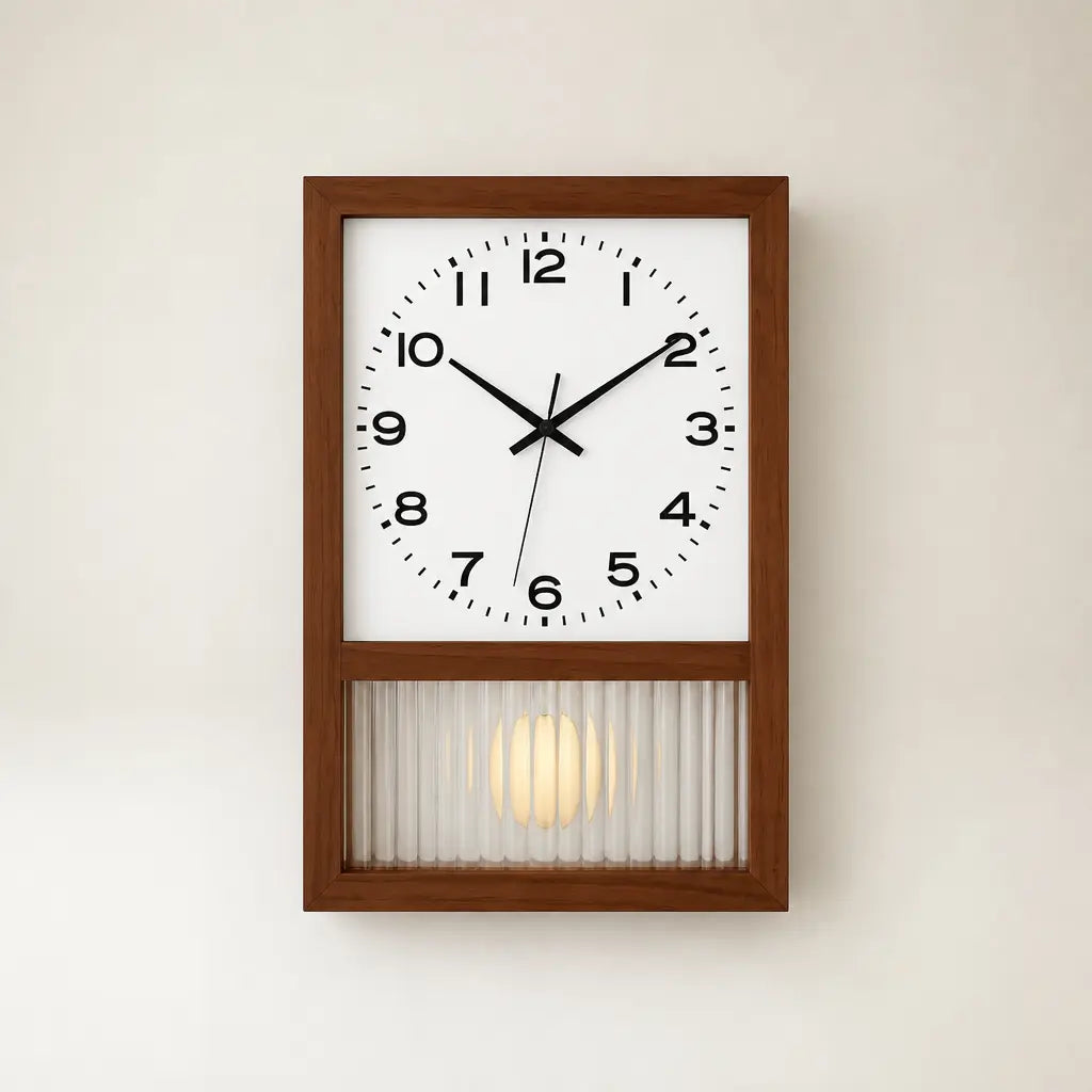Japanese Retro Solid Wood Wall Clock Time Will Flip