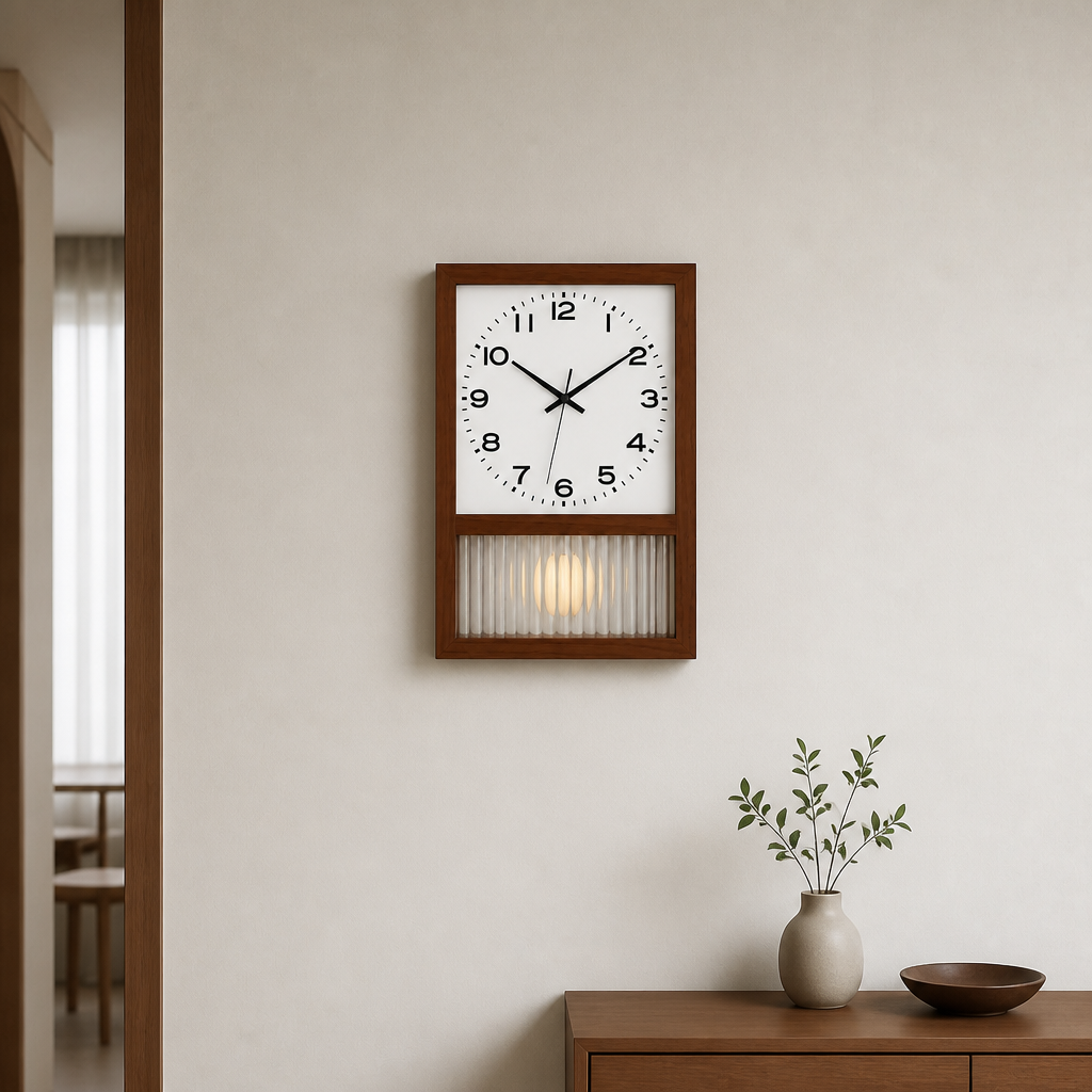 Japanese Retro Solid Wood Wall Clock Time Will Flip