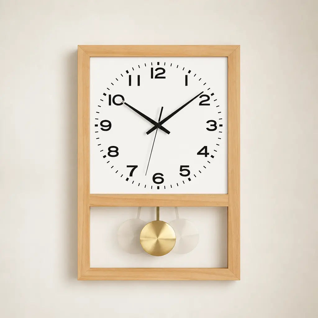 Japanese Retro Solid Wood Wall Clock Time Will Flip