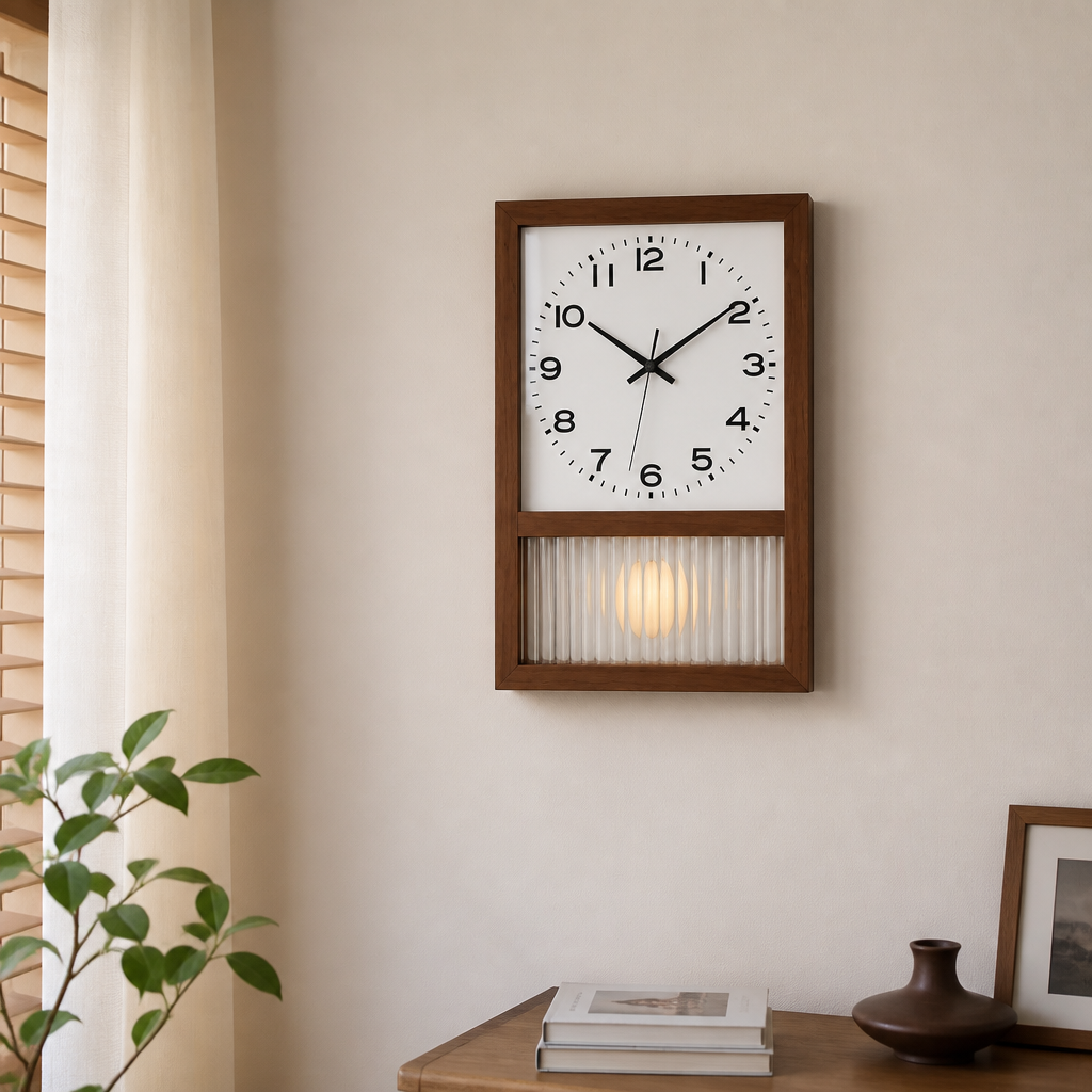 Japanese Retro Solid Wood Wall Clock Time Will Flip