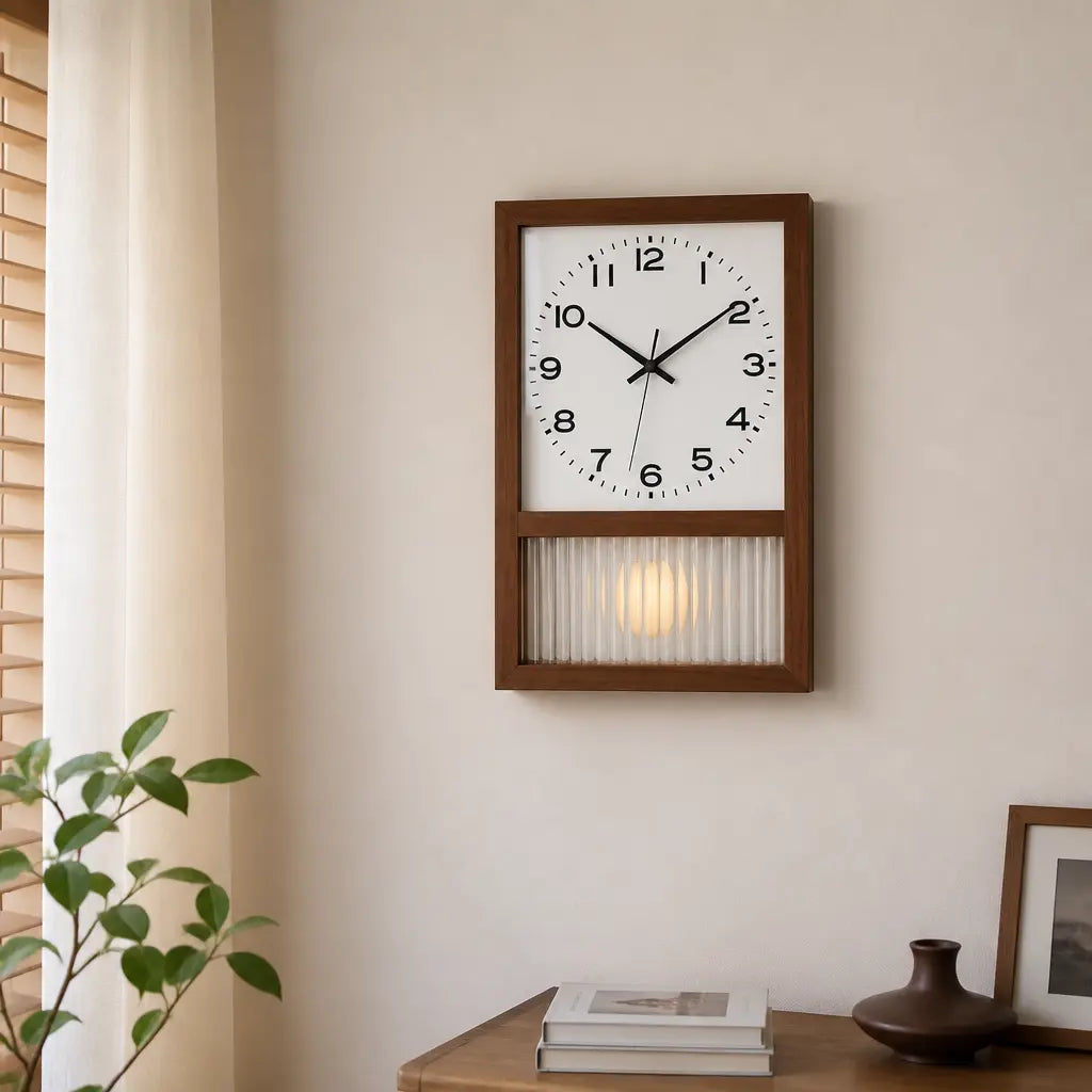 Japanese Retro Solid Wood Wall Clock Time Will Flip