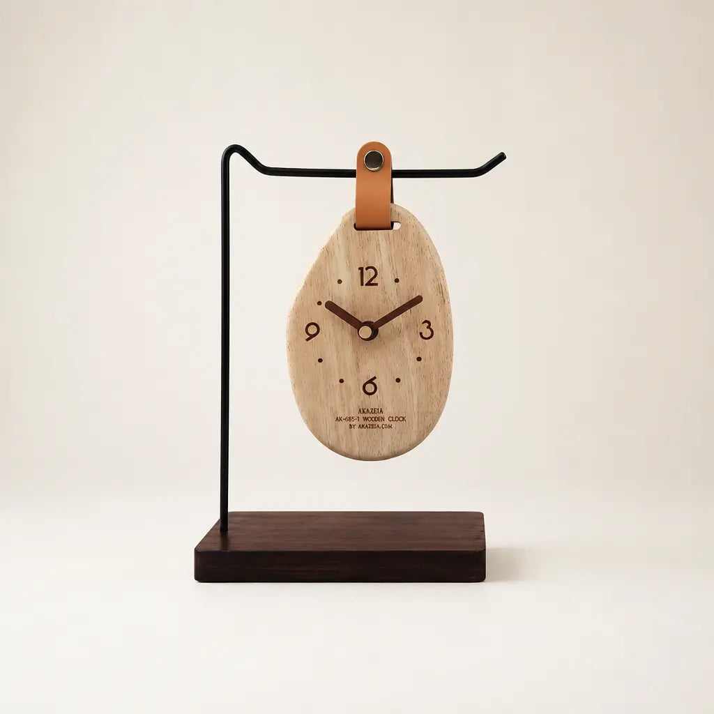 The "Breathing" Oval Solid Wood Tabletop Clock Time Will Flip