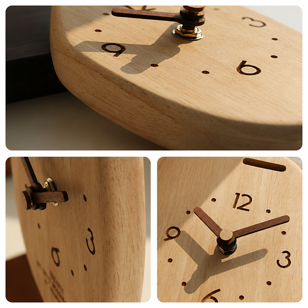 The "Breathing" Oval Solid Wood Tabletop Clock Time Will Flip