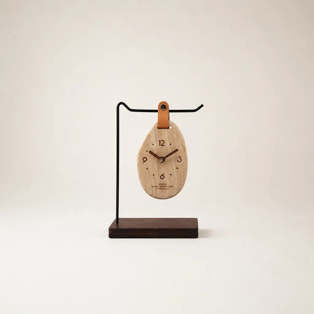 The "Breathing" Oval Solid Wood Tabletop Clock Time Will Flip