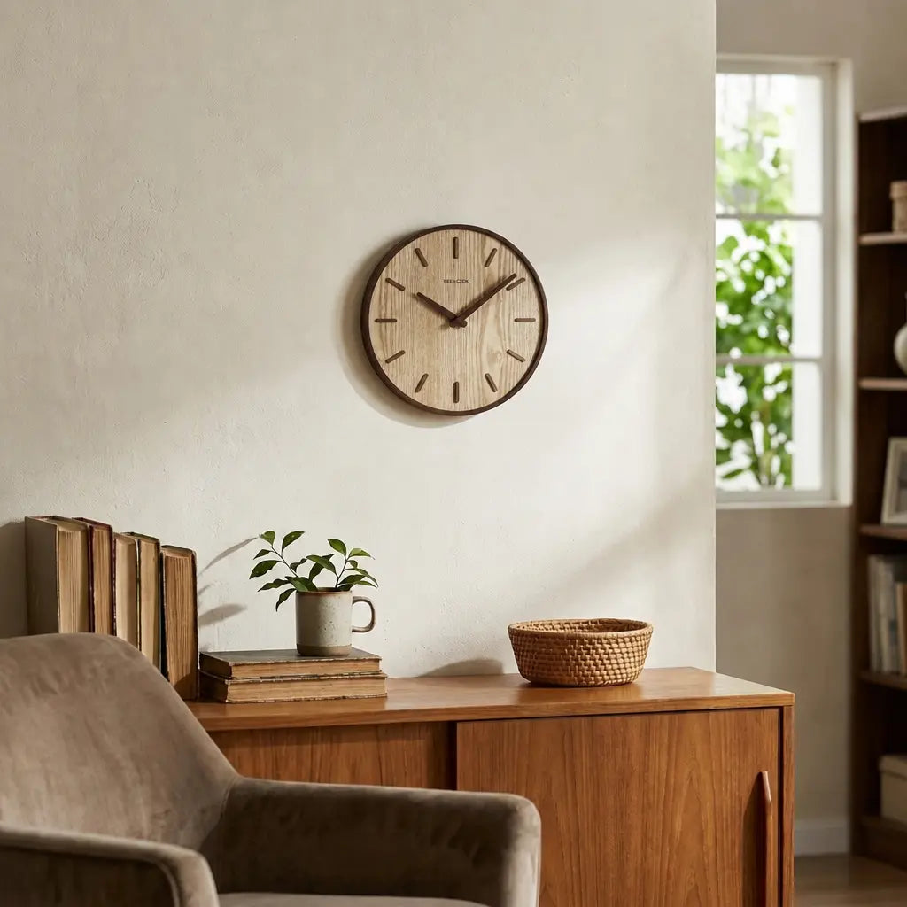 Wabi-Sabi Wooden Wall Clock – Number Dial Time Will Flip
