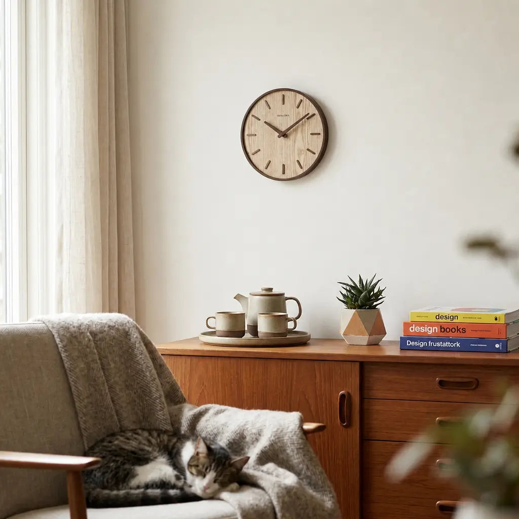 Wabi-Sabi Wooden Wall Clock – Number Dial Time Will Flip