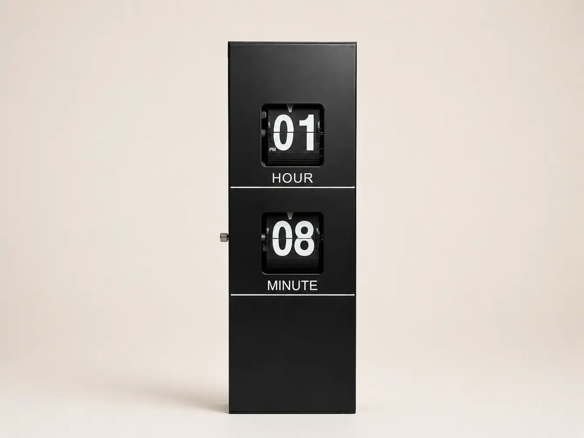 Vertical Flip Clock – Bamboo & Metal Edition Time Will Flip