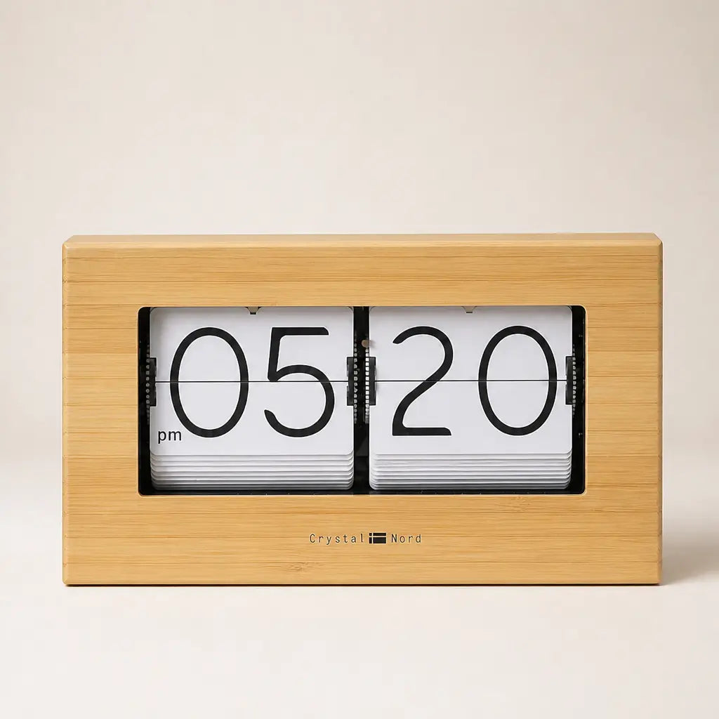 Crystal Nord Bamboo Flip Clock Time Will Flip