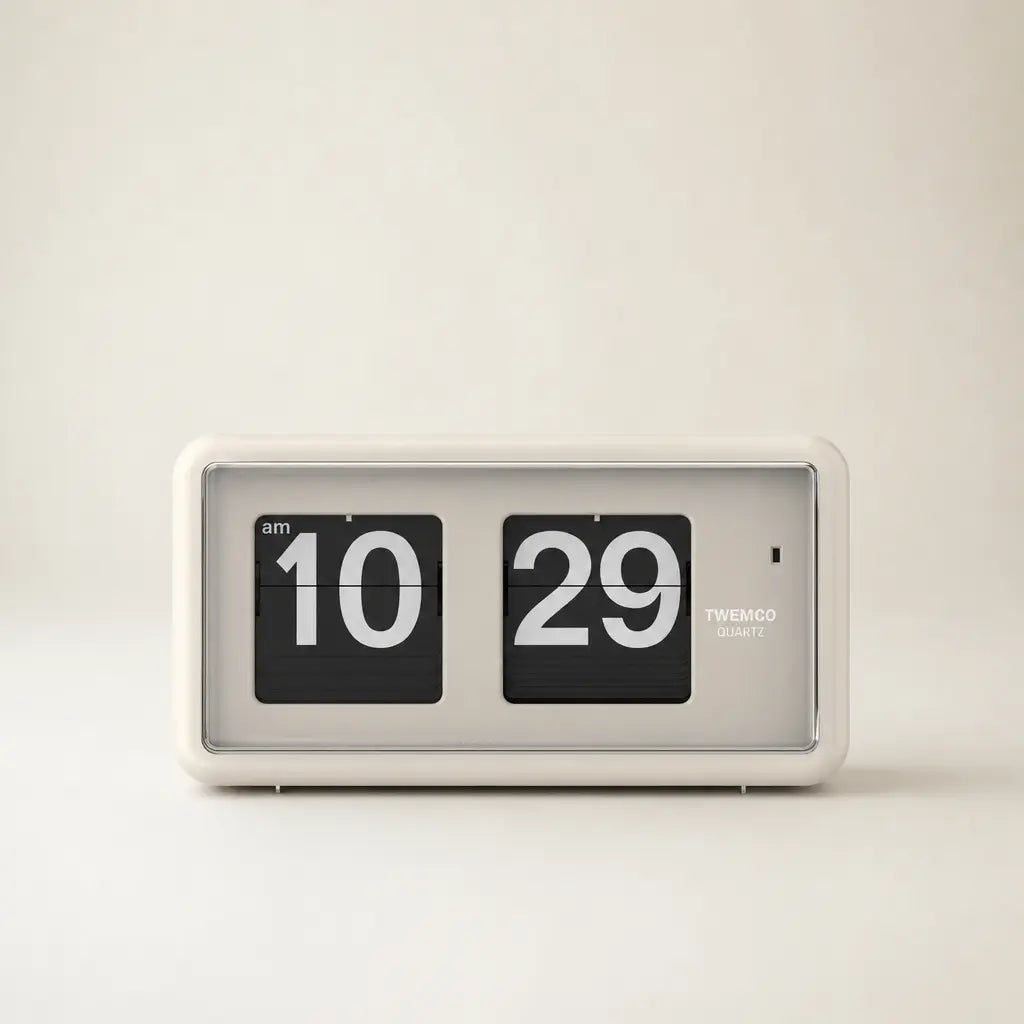 TWEMCO Classic Table Flip Clock QT-30 (Beige & 24 hrs & In stock) TWEMCO