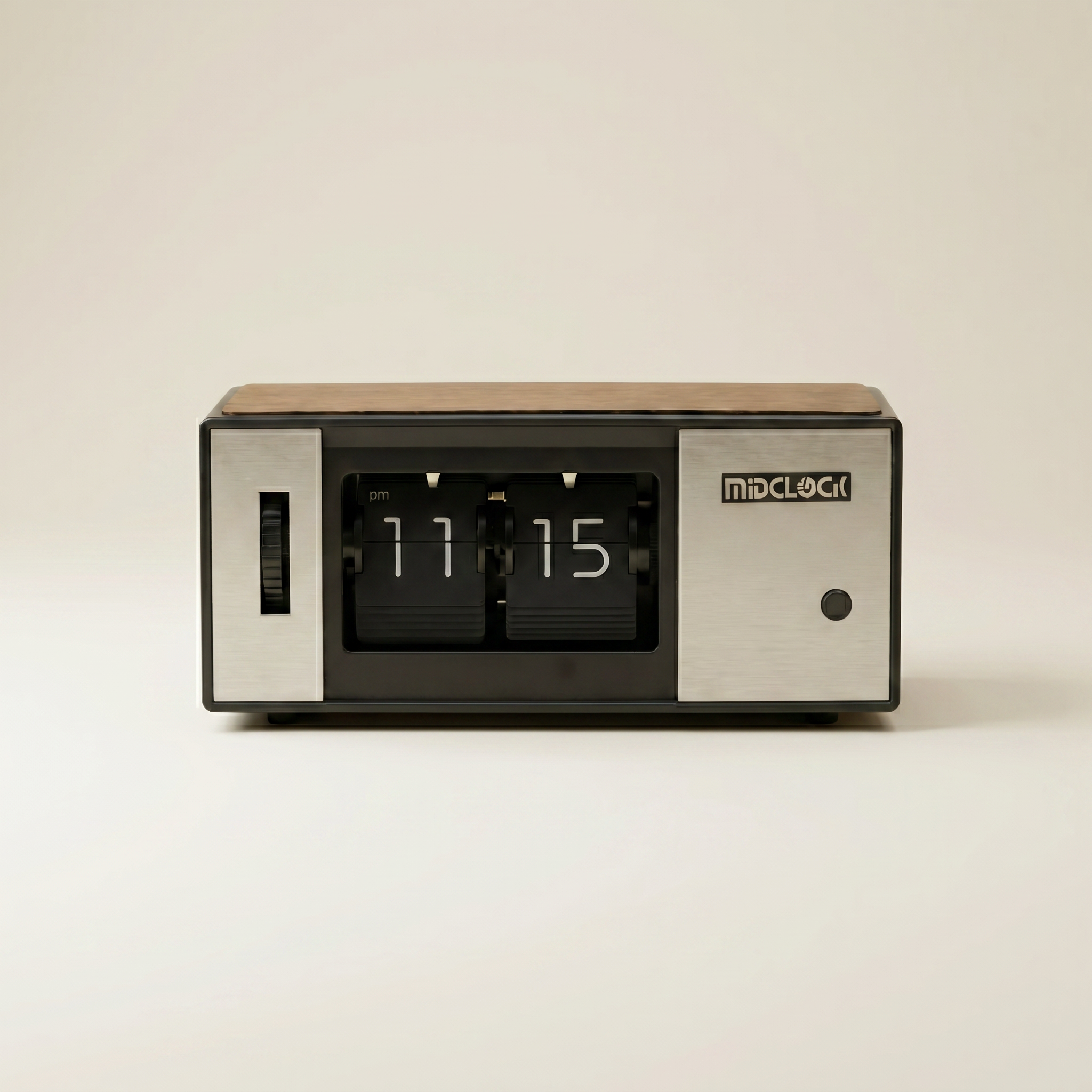 MIDCLOCK Radio-Style Rectangular Flip Clock with Light Button Midclock