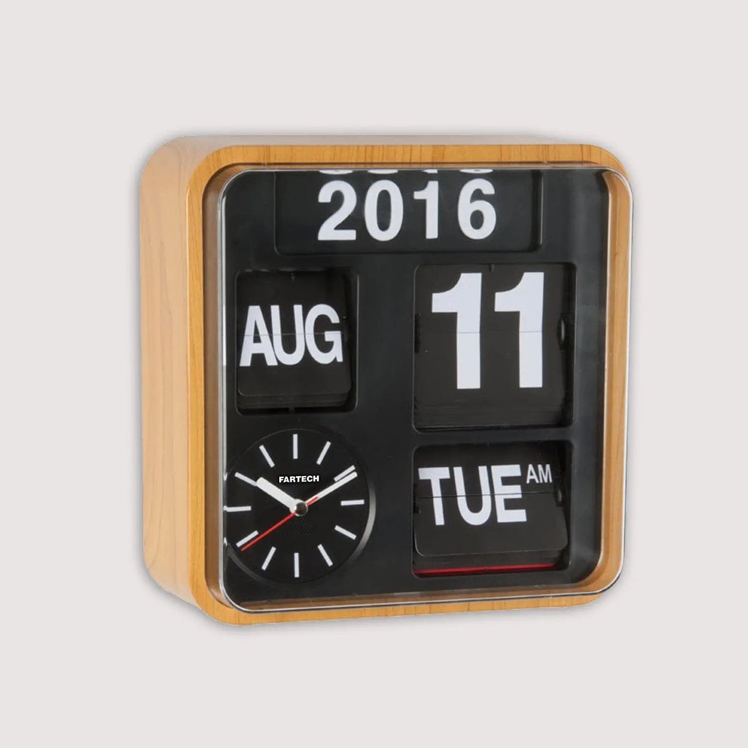 Small Fartech Wall clock AD-650 Wall Clock Fartech Black dial / Bamboo case English