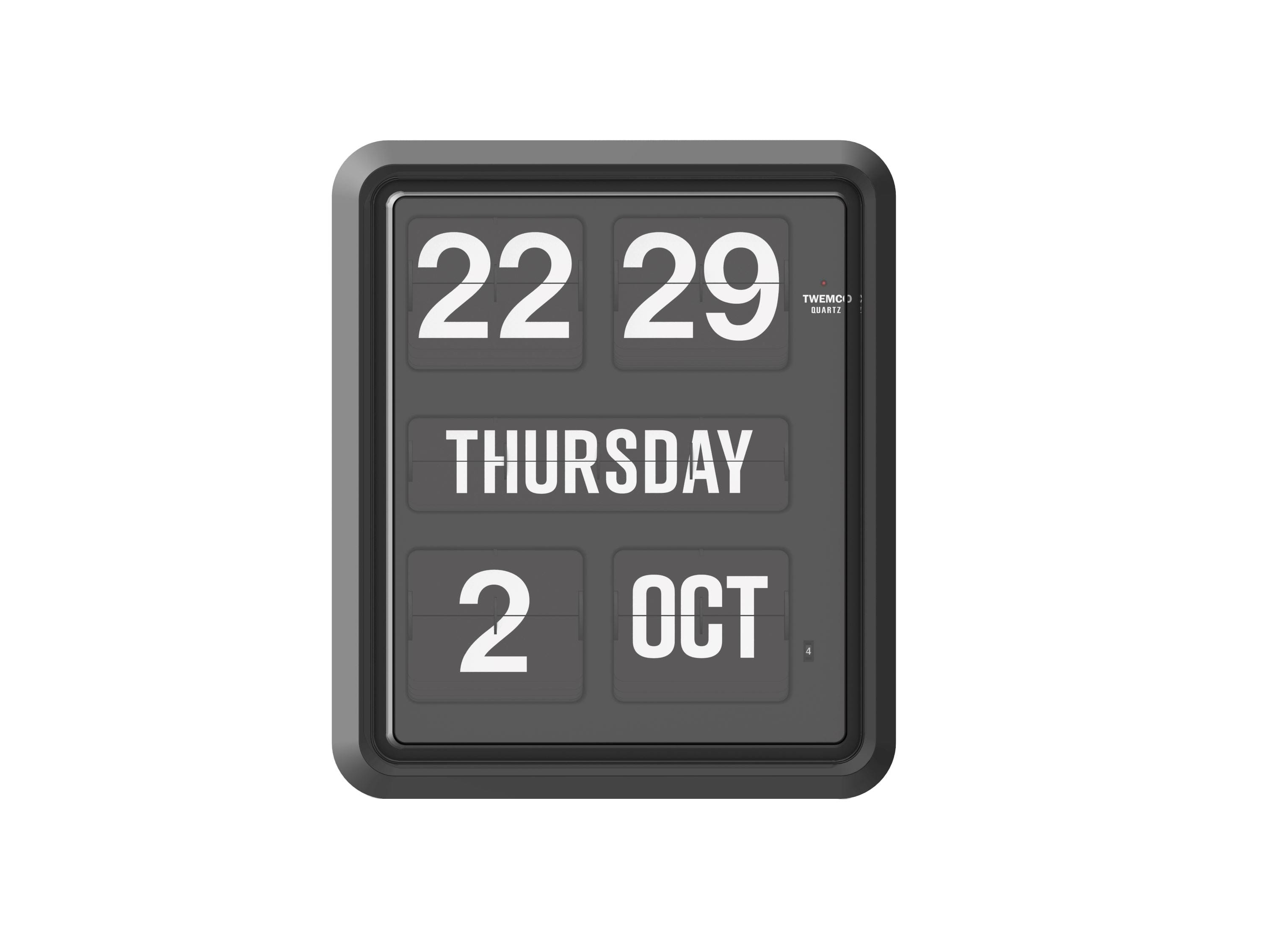 TWEMCO Calendar Wall Flip Clock BQ-1700 Wall Clock TWEMCO Black Case Black Dial English AM/PM