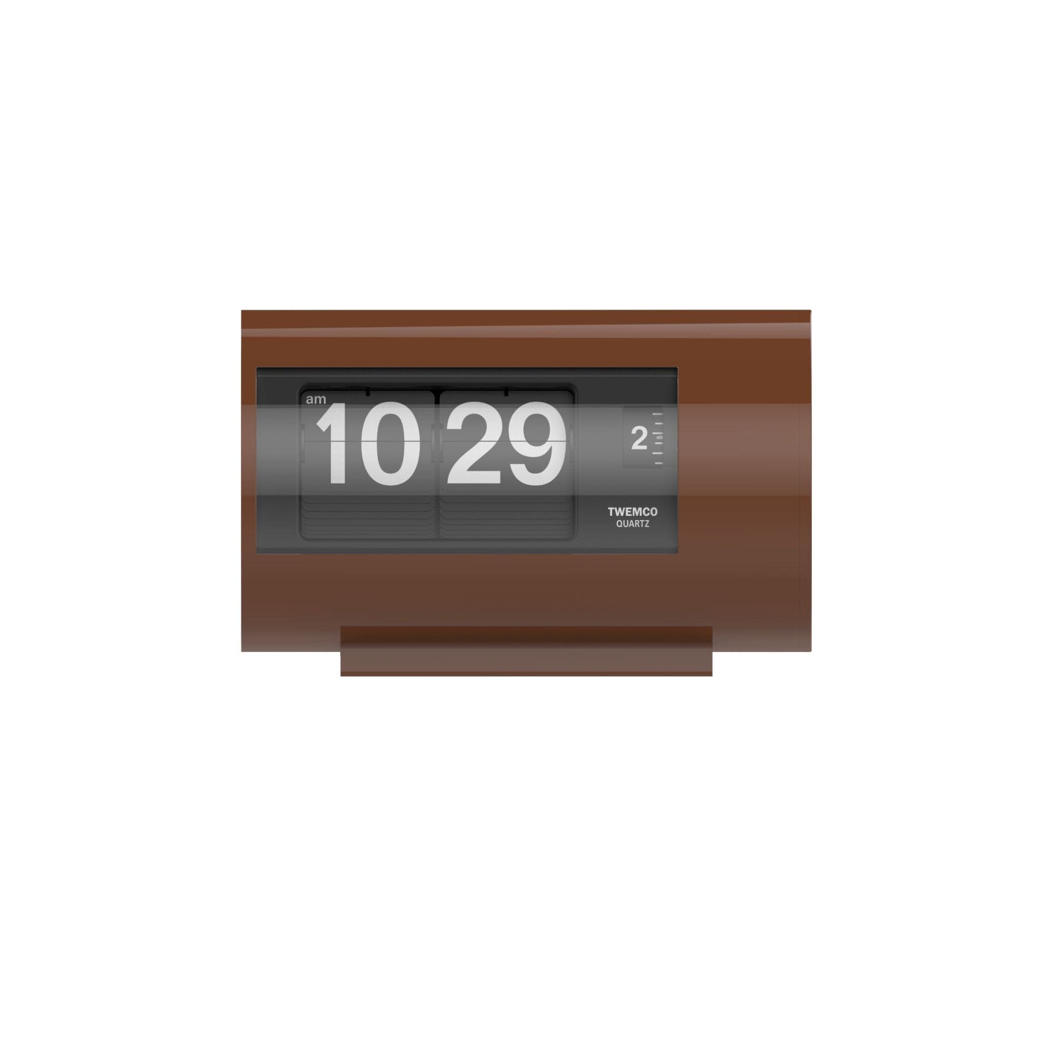 TWEMCO Mini Alarm Flip Clock AP-28 Alarm Clock TWEMCO Brown Black AM/PM