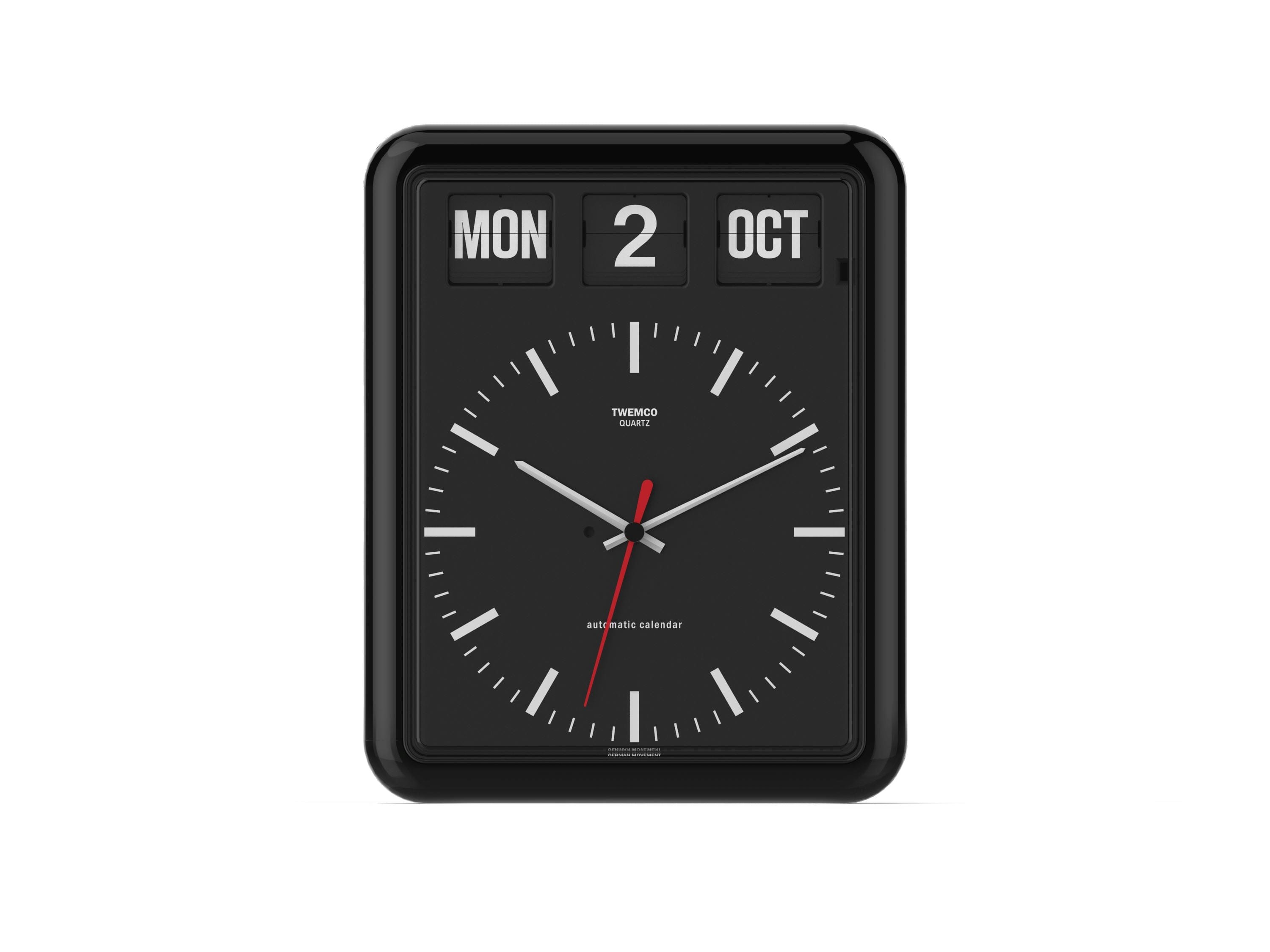 TWEMCO Calendar Flip Clock BQ-12B Wall Clock TWEMCO Black English 