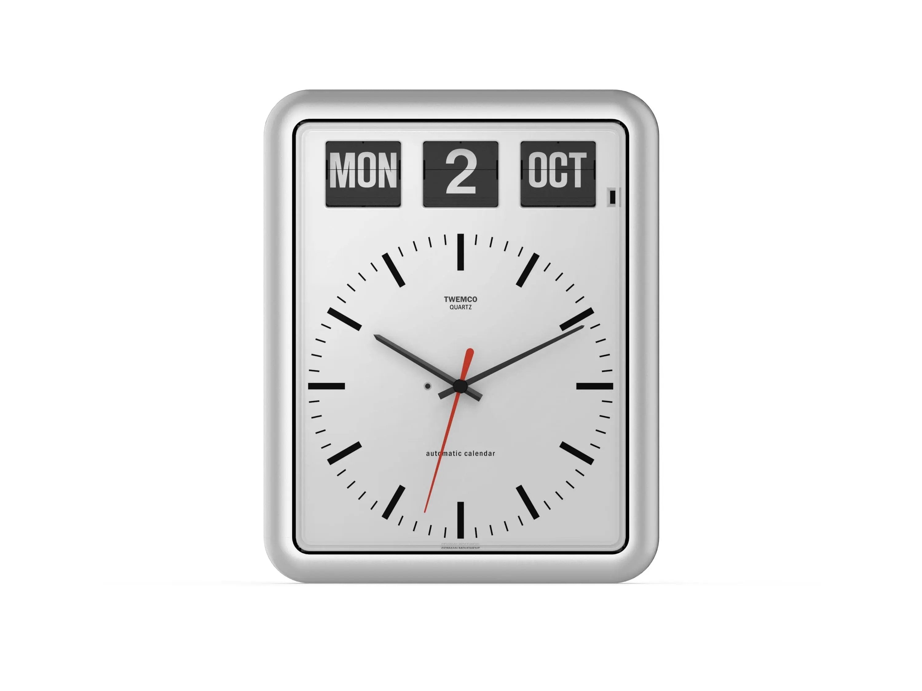 TWEMCO Calendar Flip Clock BQ-12B Wall Clock TWEMCO Silver English