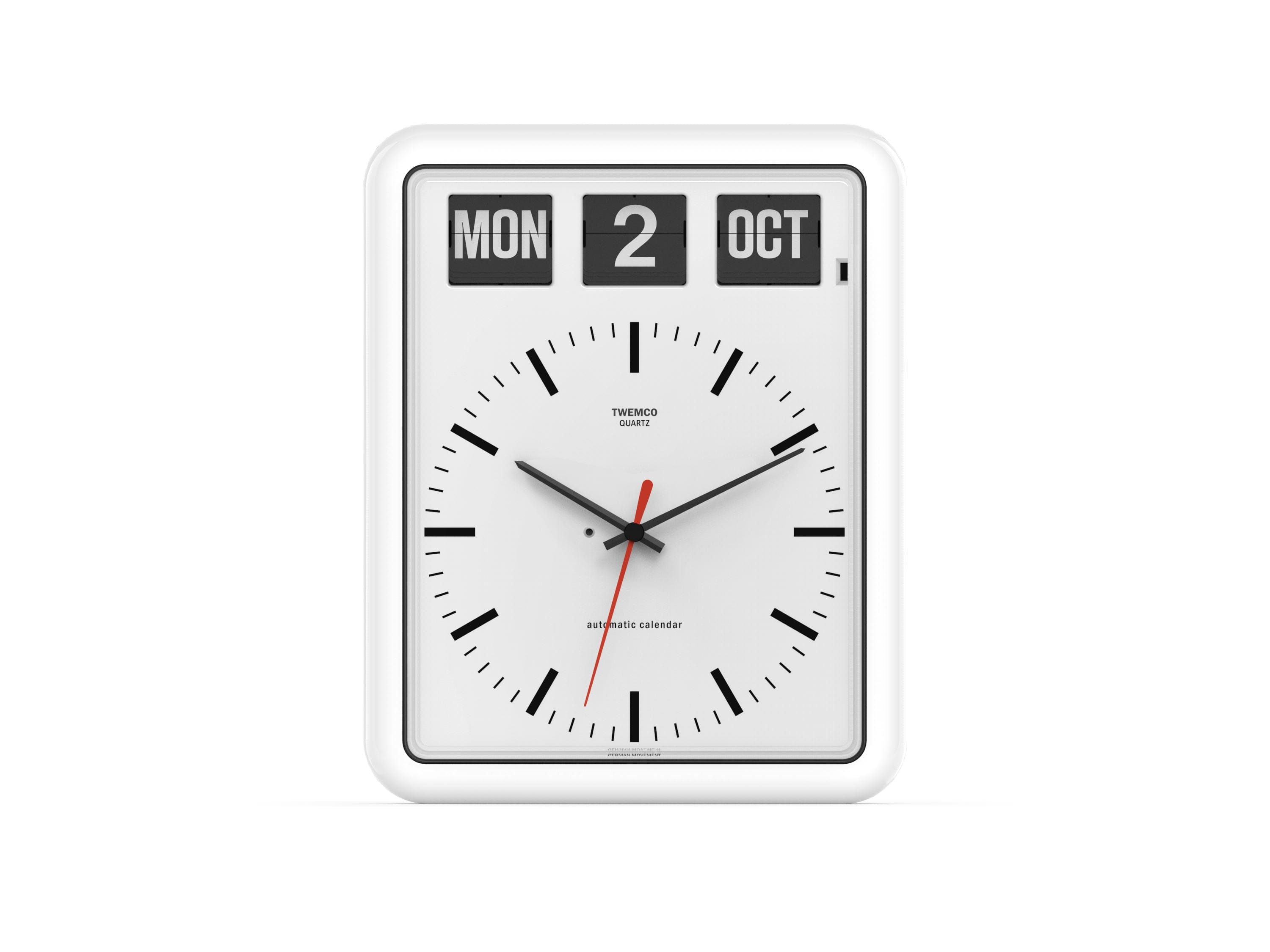 TWEMCO Calendar Flip Clock BQ-12B Wall Clock TWEMCO White English 