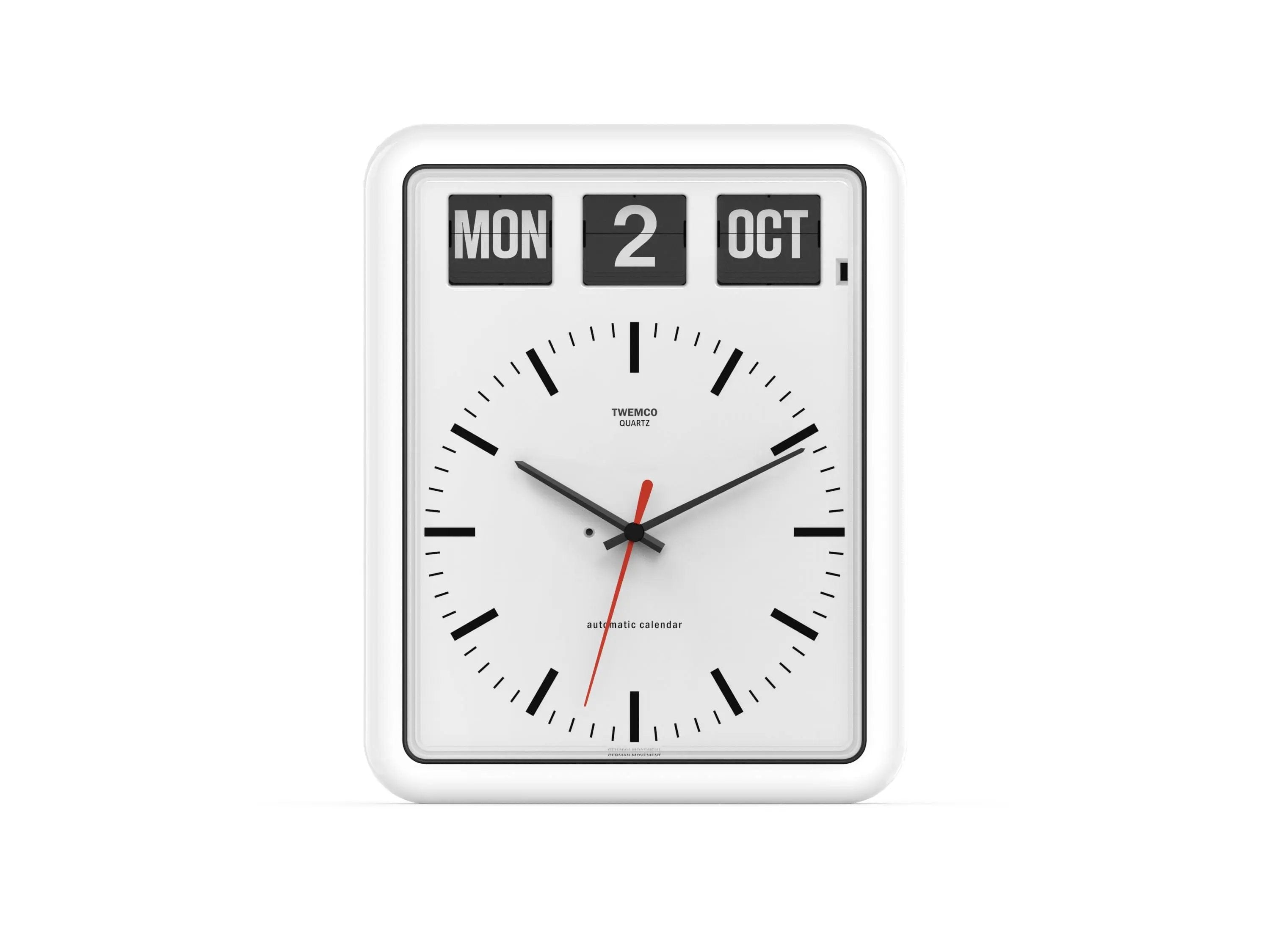 TWEMCO Calendar Flip Clock BQ-12B Wall Clock TWEMCO White English