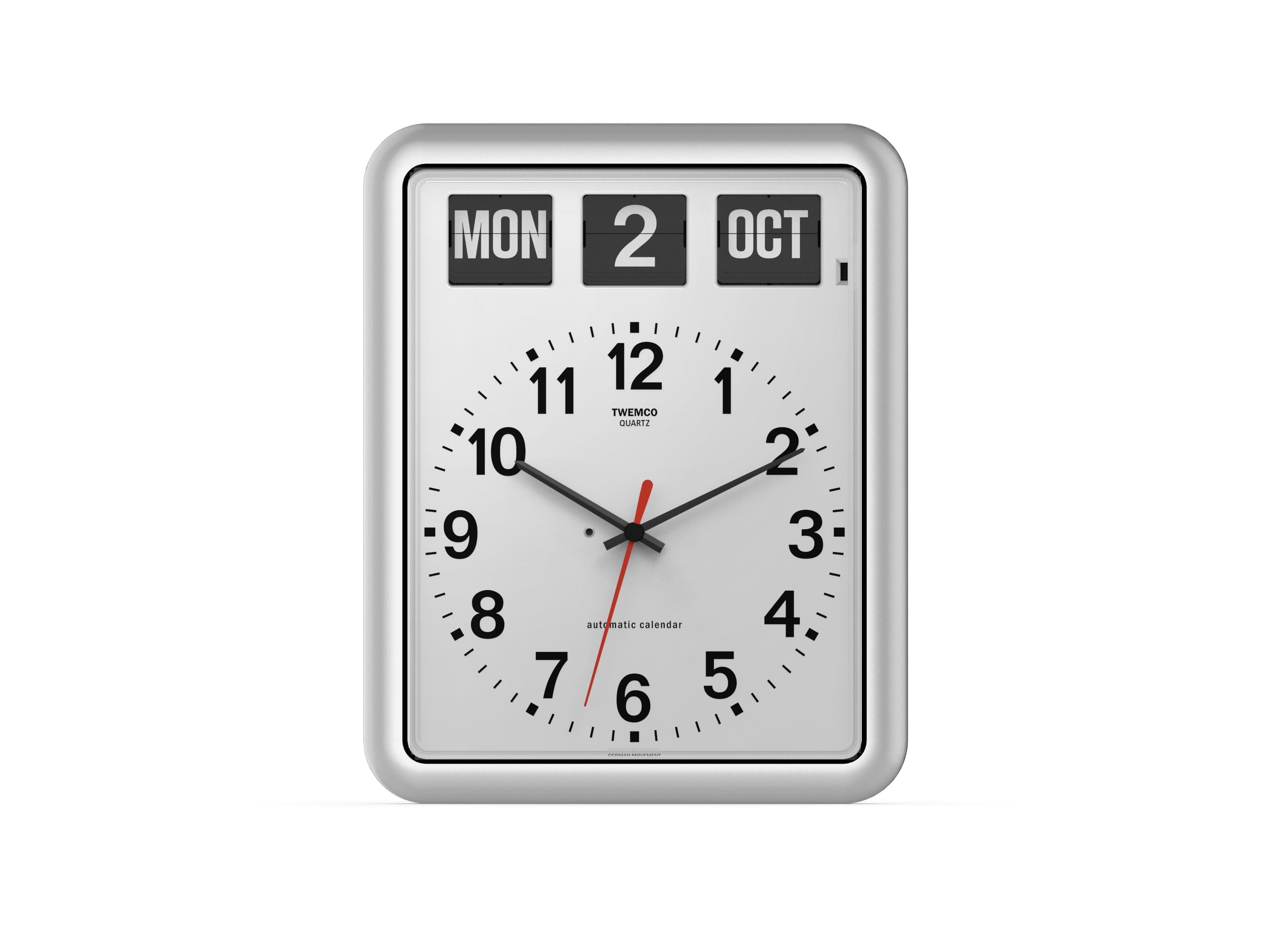 TWEMCO Calendar Wall Clock BQ-12A Wall Clock TWEMCO Silver English 