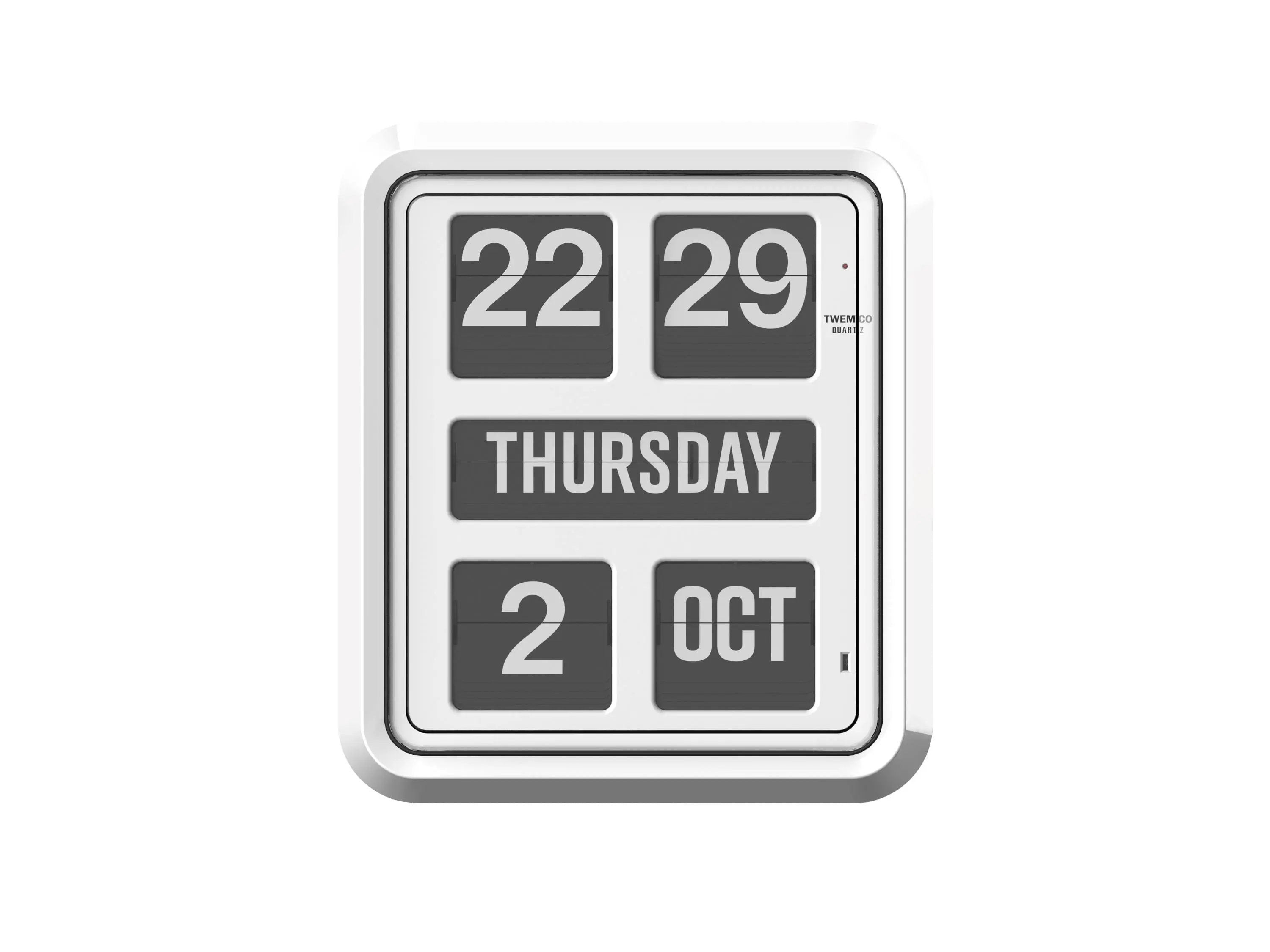 TWEMCO Calendar Wall Flip Clock BQ-170 Wall Clock TWEMCO White Case White Dial English AM/PM