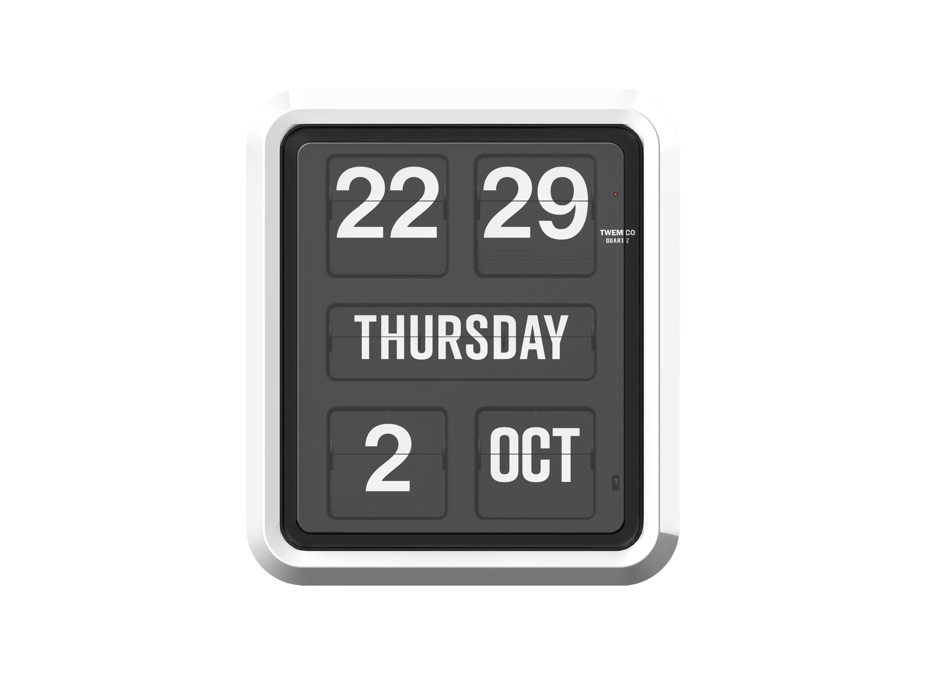 TWEMCO Calendar Wall Flip Clock BQ-170 Wall Clock TWEMCO White Case Black Dial English AM/PM