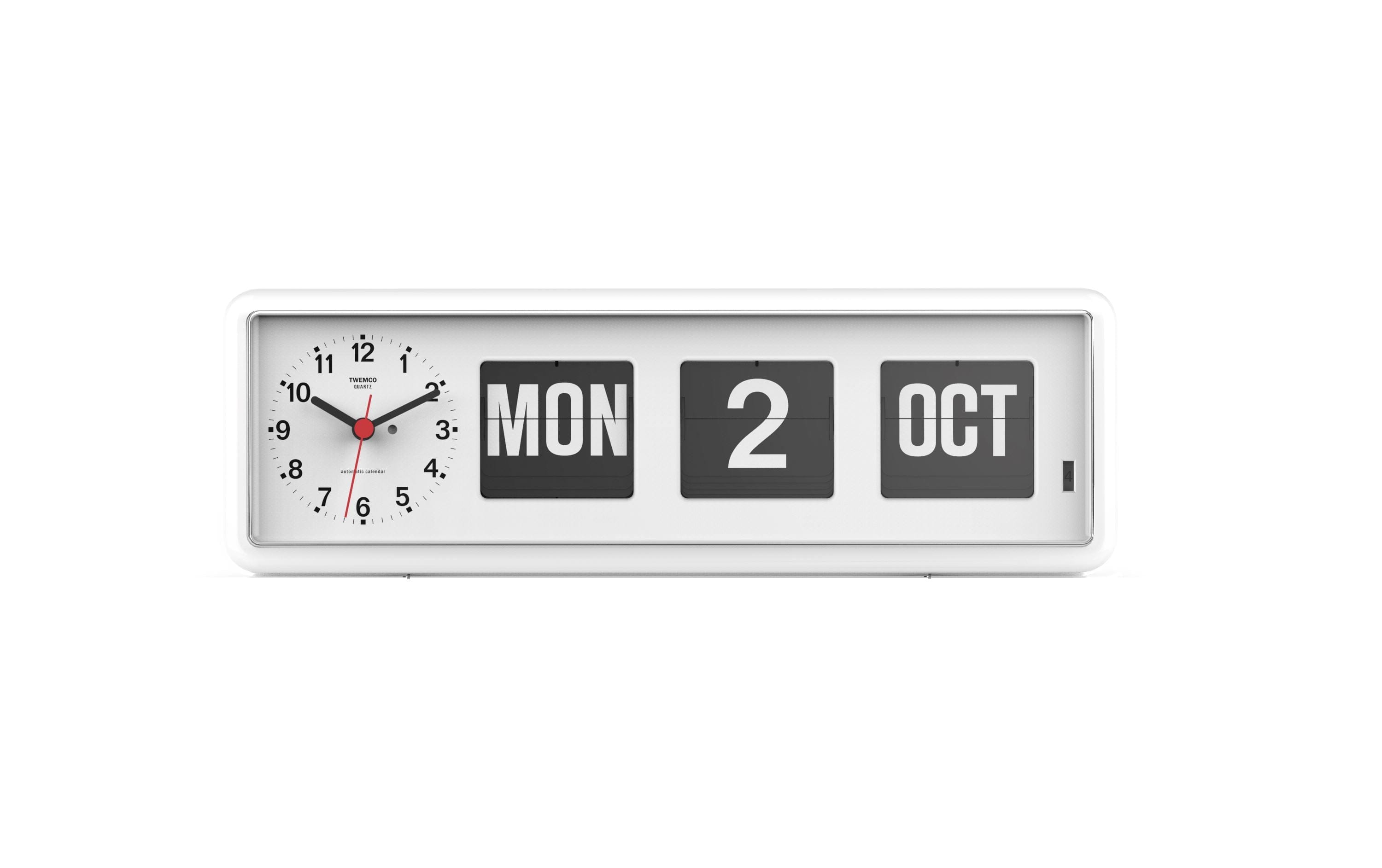 TWEMCO Calendar Flip Clock BQ-38 Table Clock TWEMCO White English