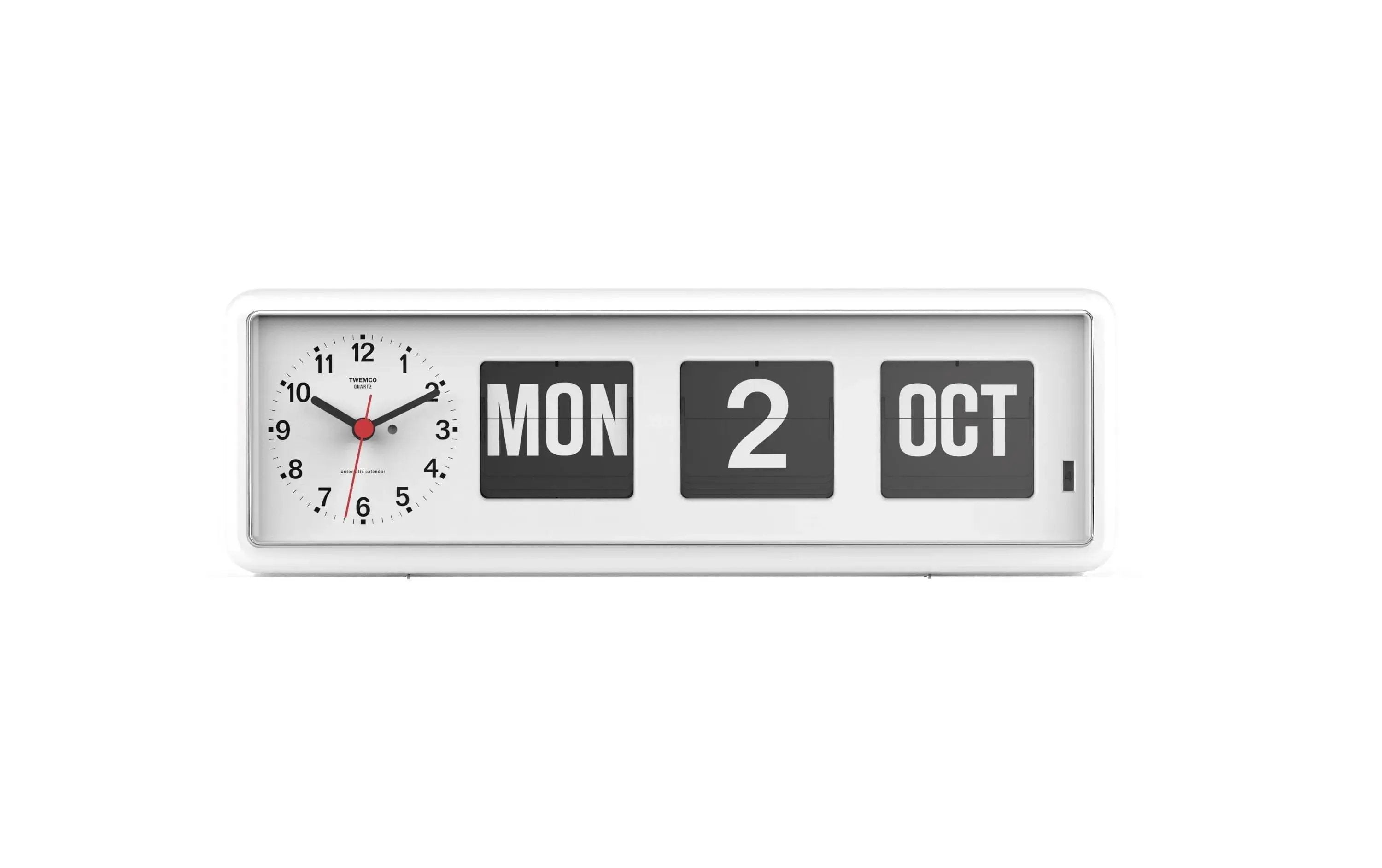 TWEMCO Calendar Flip Clock BQ-38 Table Clock TWEMCO White English