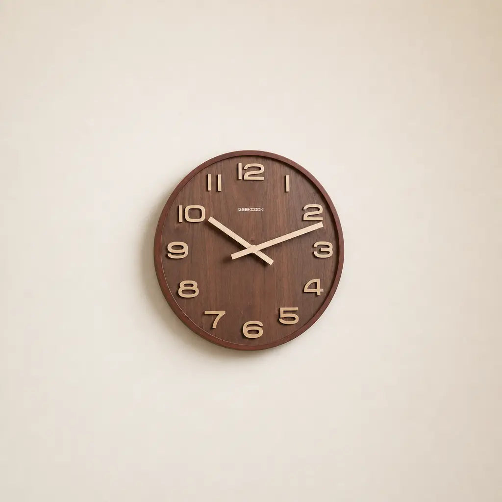 Wabi-Sabi Wooden Wall Clock – Number Dial Time Will Flip