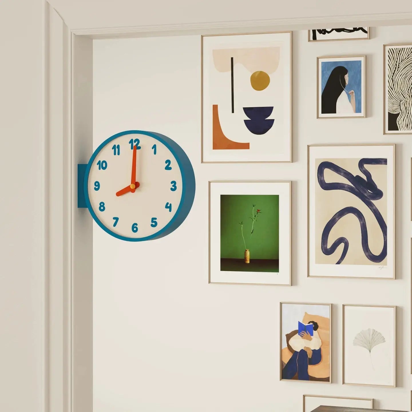 Minimalist Double-Sided Corner Wall Clock Time Will Flip